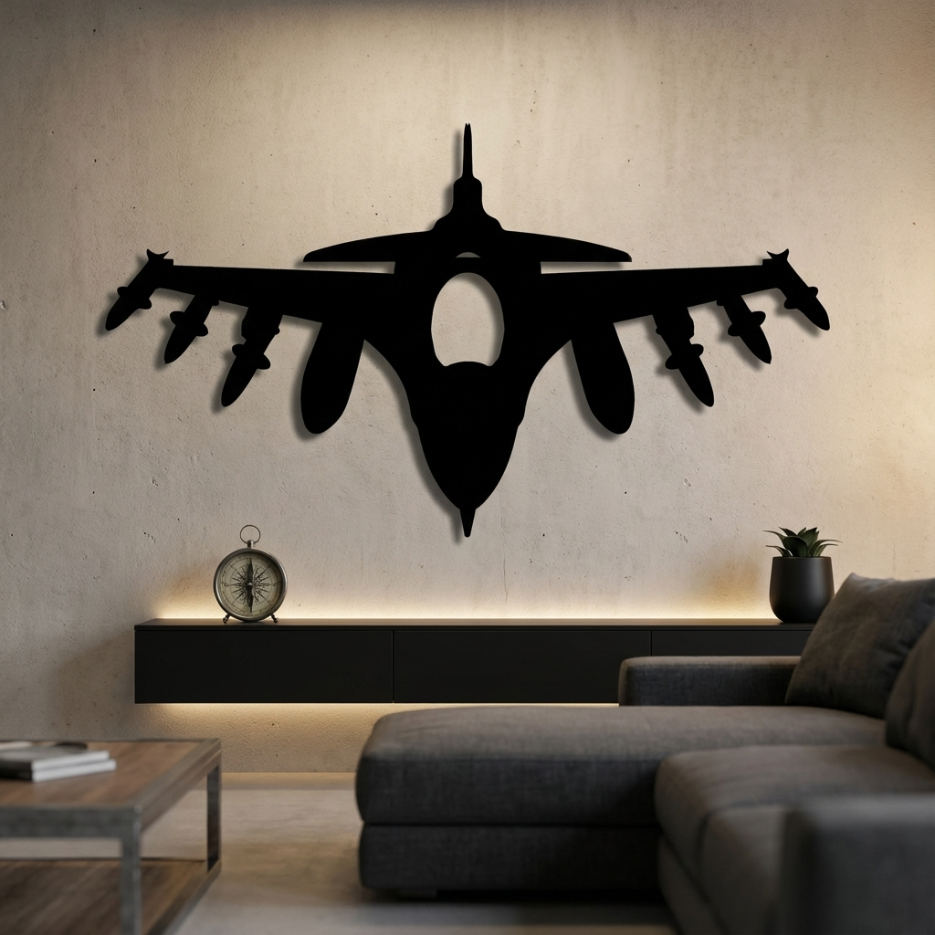Fighter Jet Metal Wall Art | Military Aircraft Decorative Sculpture