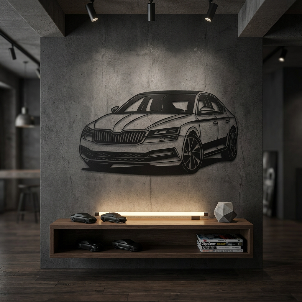 Skoda Superb Metal Wall Art | Classic Car Decorative Wall Sculpture
