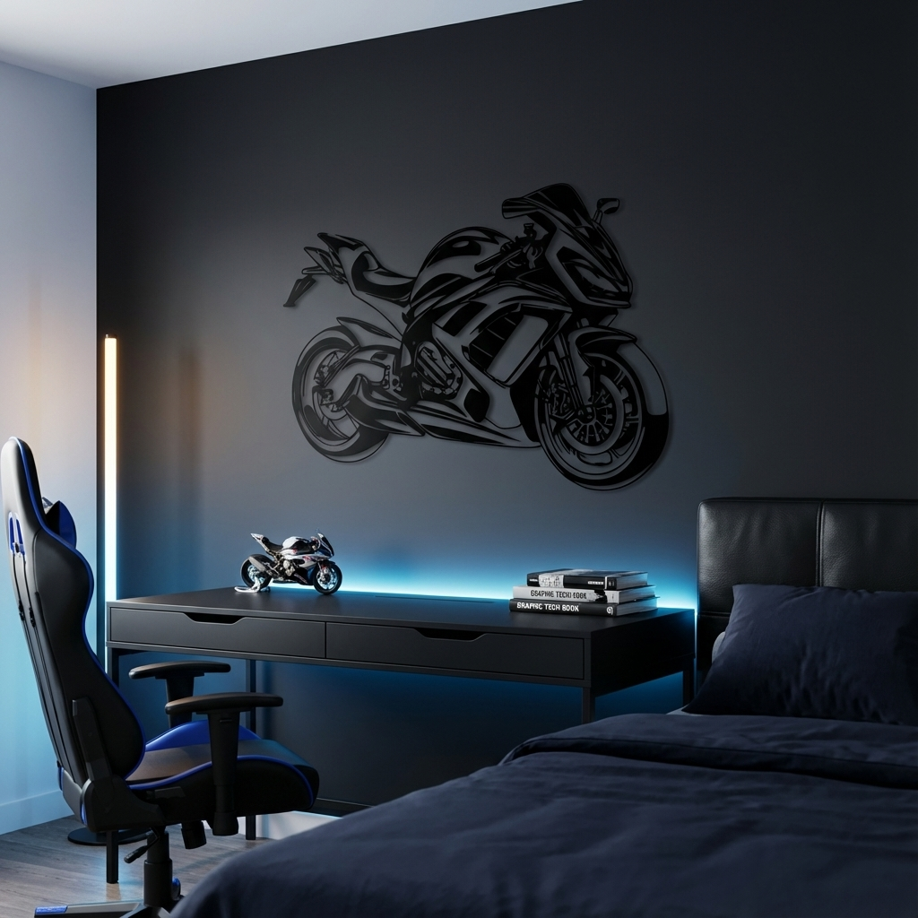Kawasaki Ninja Motorcycle Metal Wall Art | Racing Decorative Sculpture