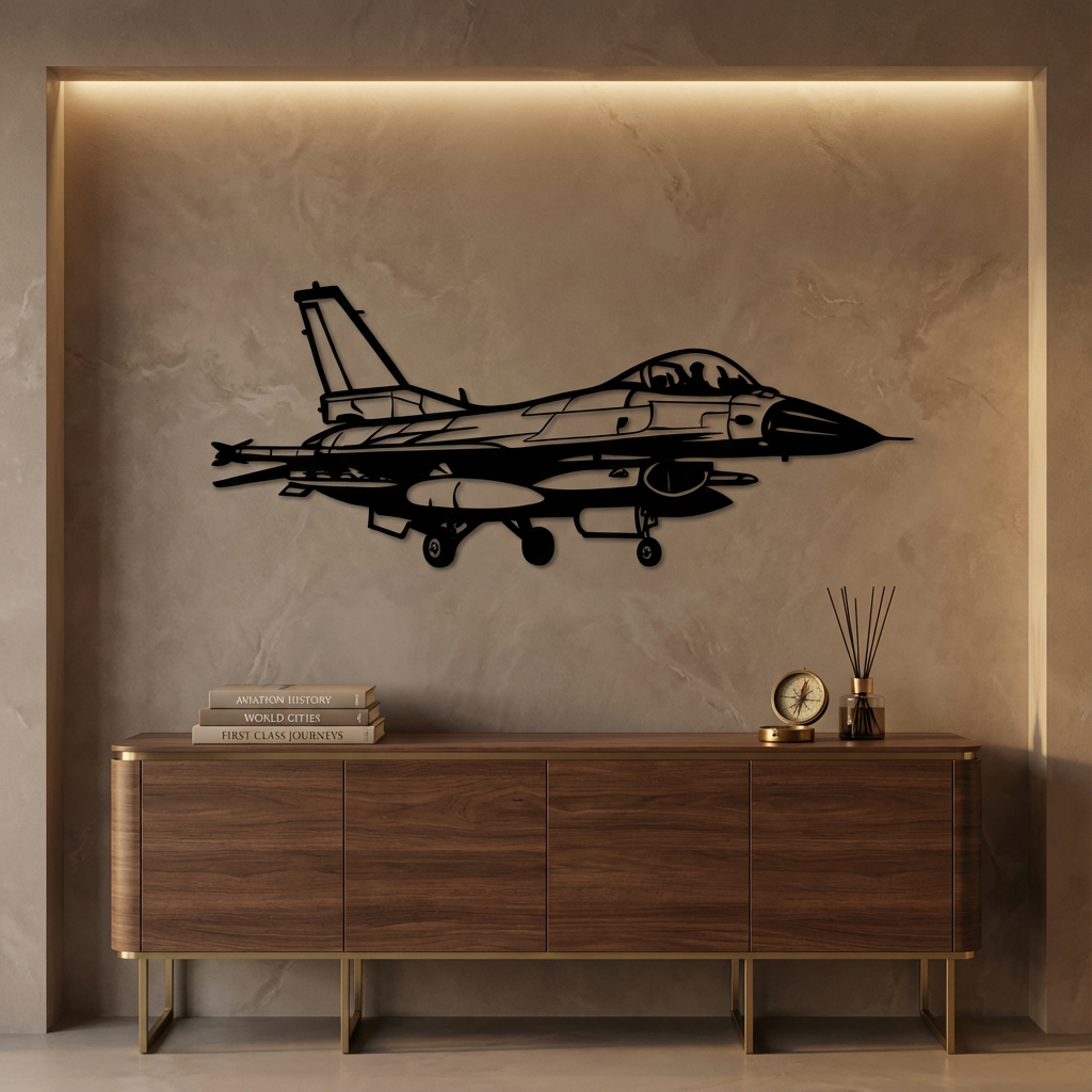 F-16 Fighting Falcon Metal Wall Art | Aviation Jet Sculpture Decor