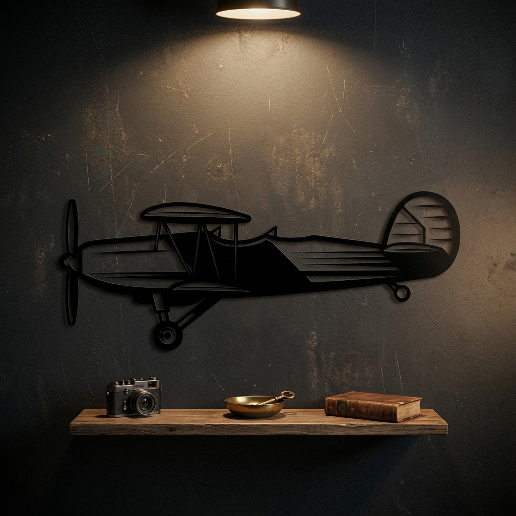 Retro Propeller Airplane Metal Wall Art | Vintage Aviation Sculpture