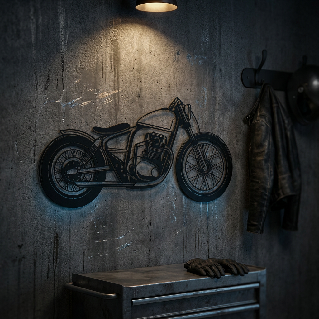 Classic Bobber Motorcycle Metal Wall Art | Vintage Bike Wall Sculpture