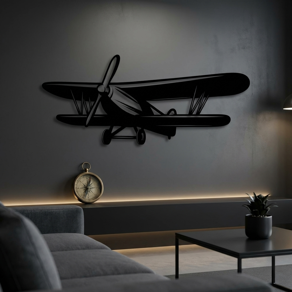 Classic Propeller Airplane Metal Wall Art | Vintage Aviation Decor
