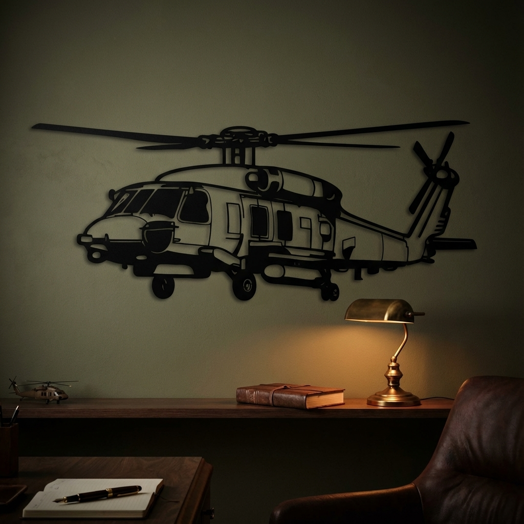 SH-70B SeaHawk Helicopter Metal Wall Art | Aviation Decorative Sculpture