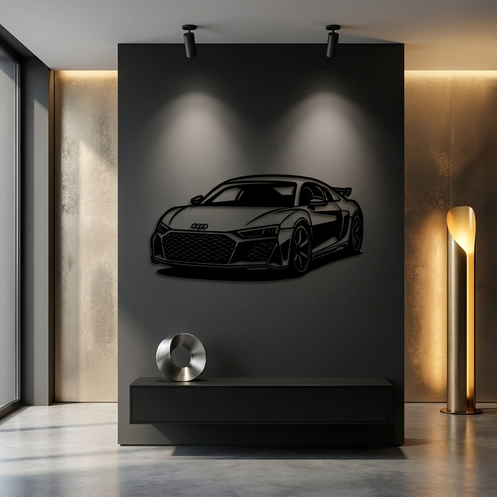 Audi R8 Metal Wall Art | Supercar Decorative Automotive Sculpture
