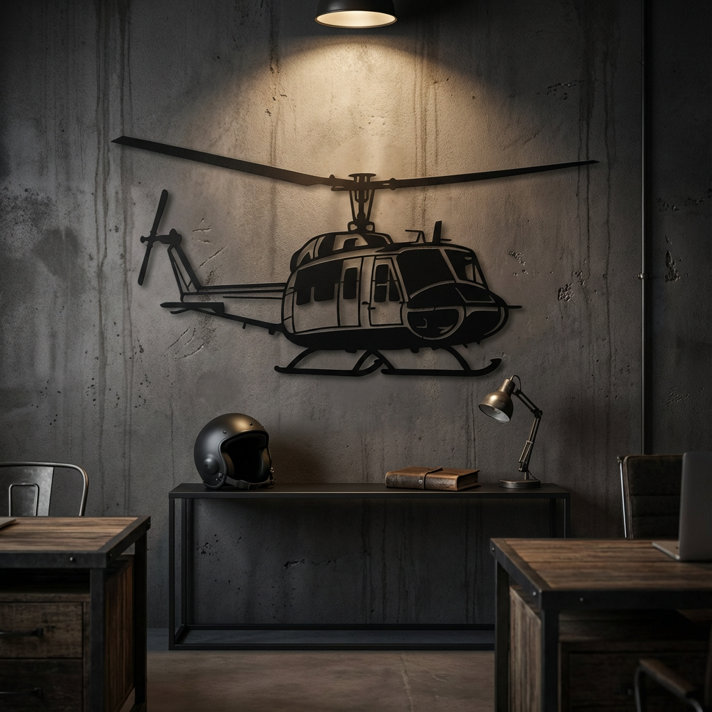 AB-212 Helicopter Metal Wall Art | Aviation Decorative Wall Sculpture