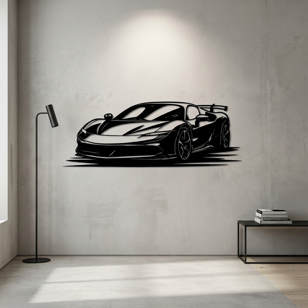 Ferrari SF90 Stradale Metal Wall Art | Supercar Decorative Sculpture