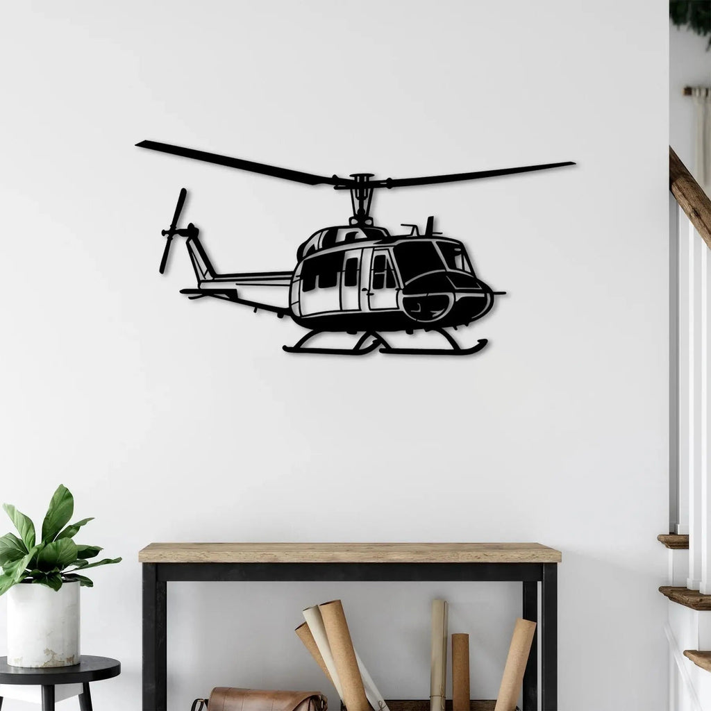 AB-212 Helikopter Metal Duvar Dekoru Laser Artique