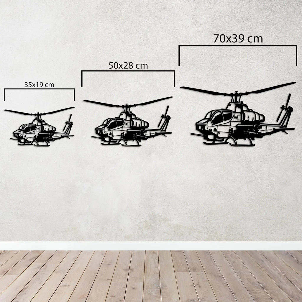 AH-1W Super Cobra Helikopter Metal Duvar Dekoru Laser Artique