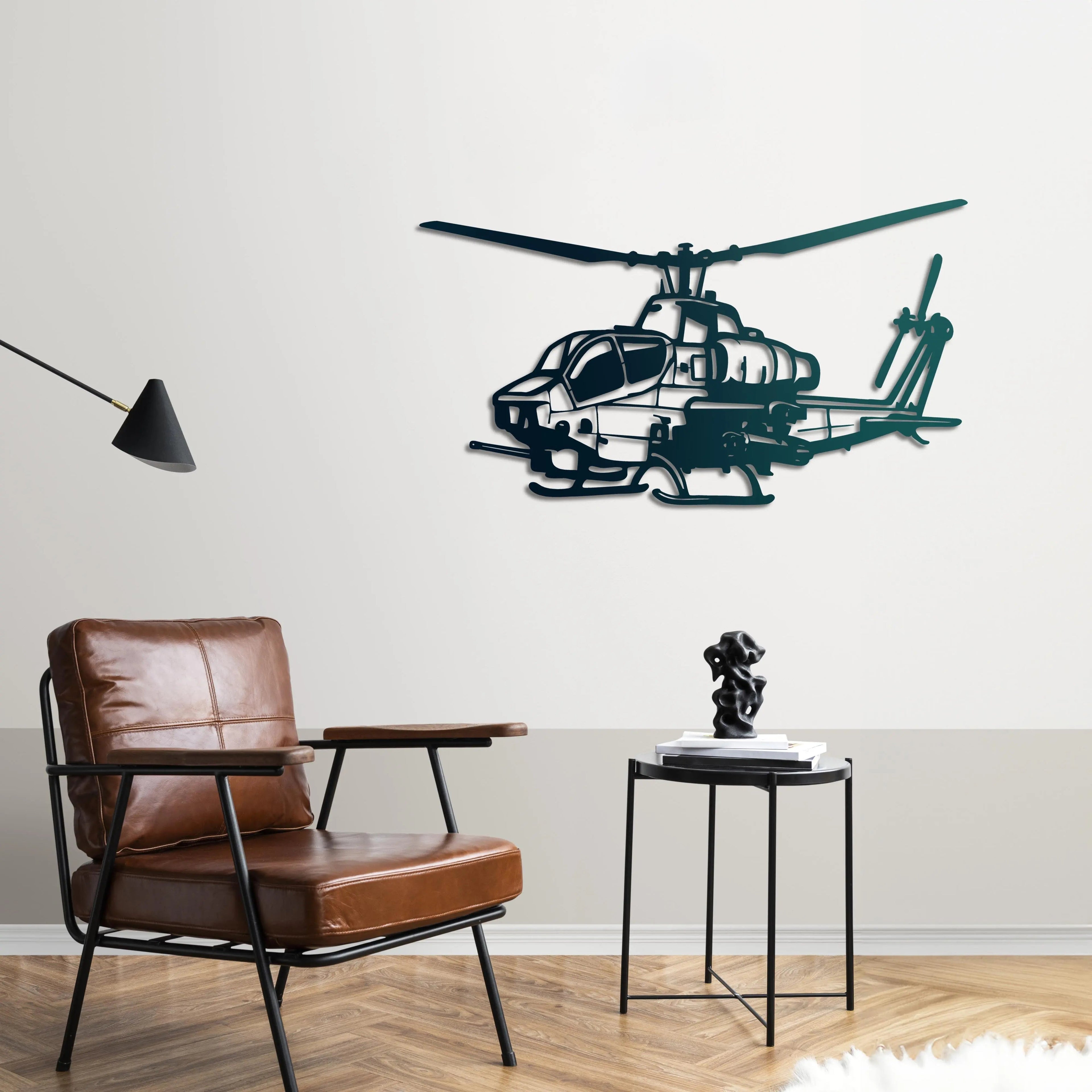 AH-1W Super Cobra Helikopter Metal Duvar Dekoru Laser Artique