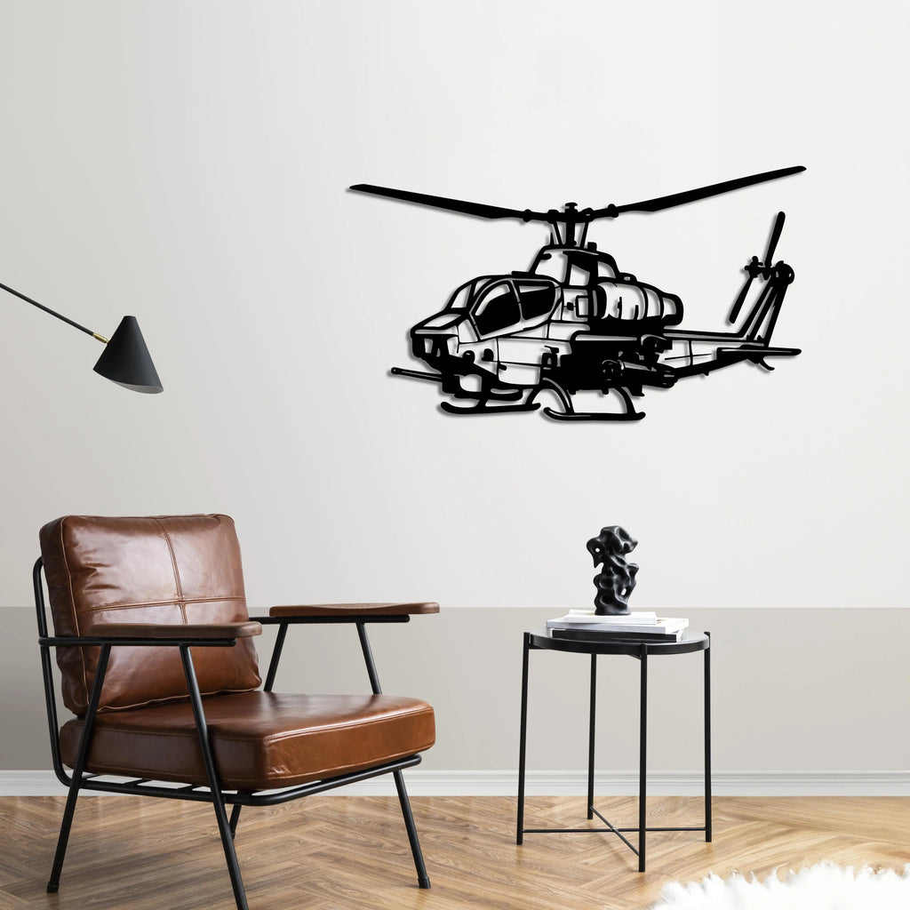 AH-1W Super Cobra Helikopter Metal Duvar Dekoru Laser Artique