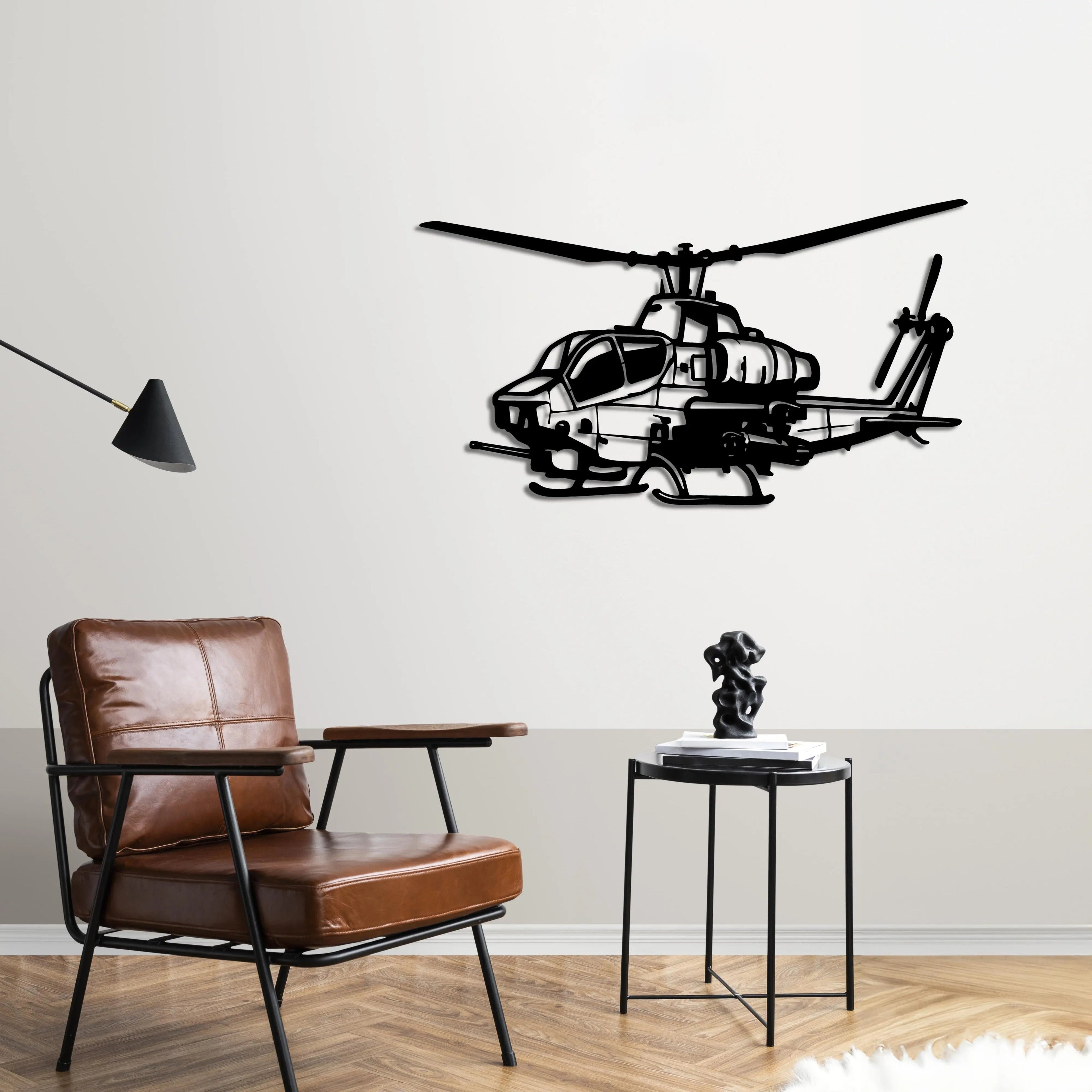 AH-1W Super Cobra Helikopter Metal Duvar Dekoru Laser Artique