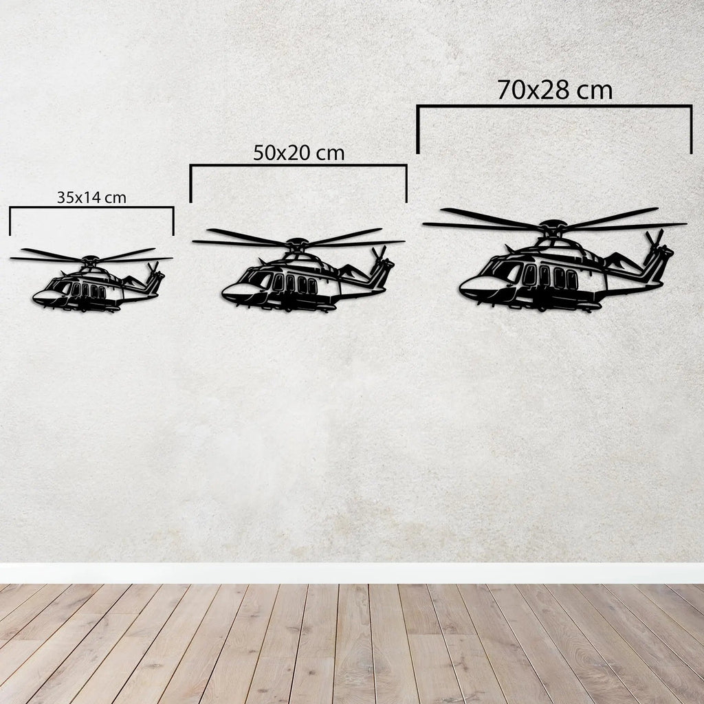 AW139 Helikopter Metal Duvar Dekoru Laser Artique