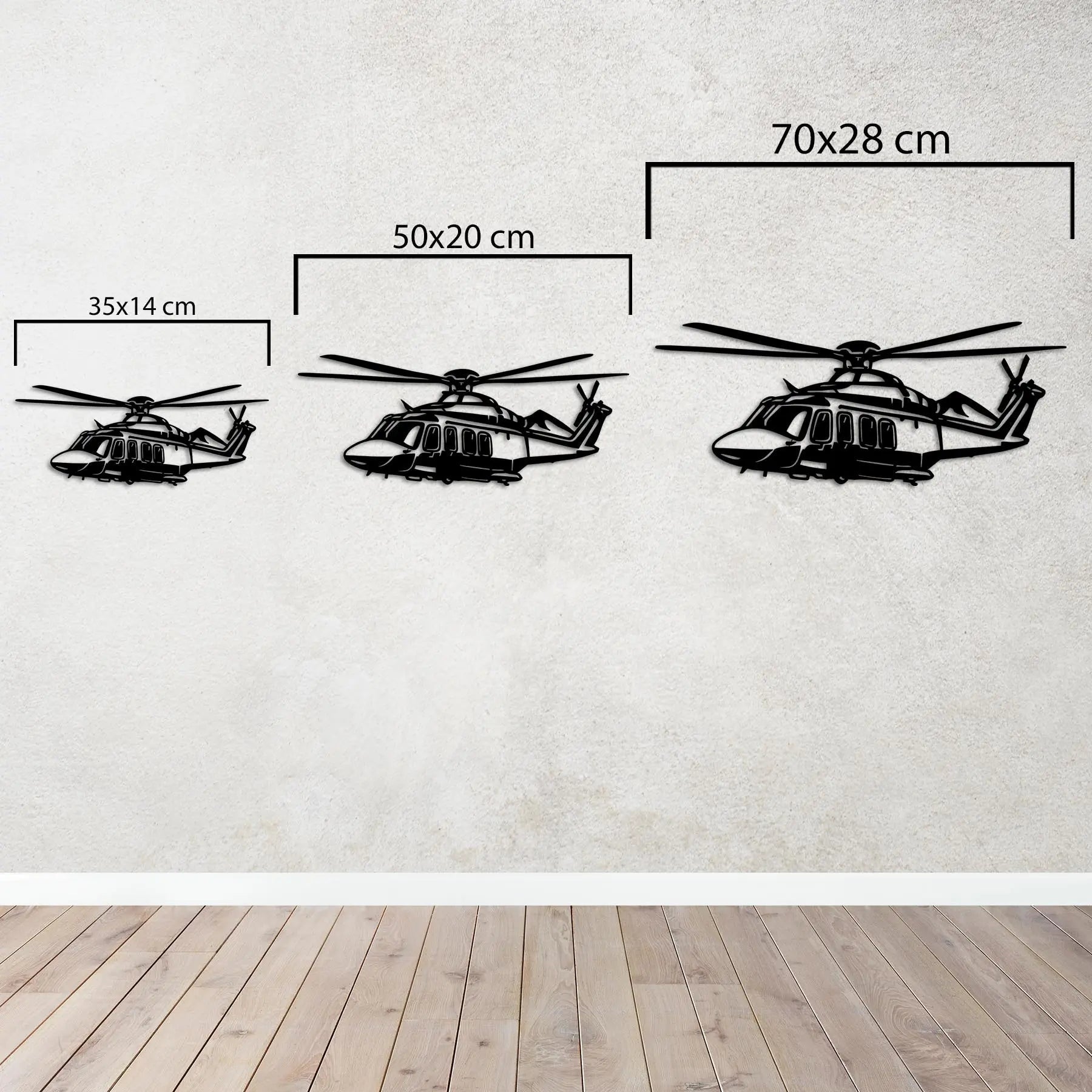 AW139 Helikopter Metal Duvar Dekoru Laser Artique