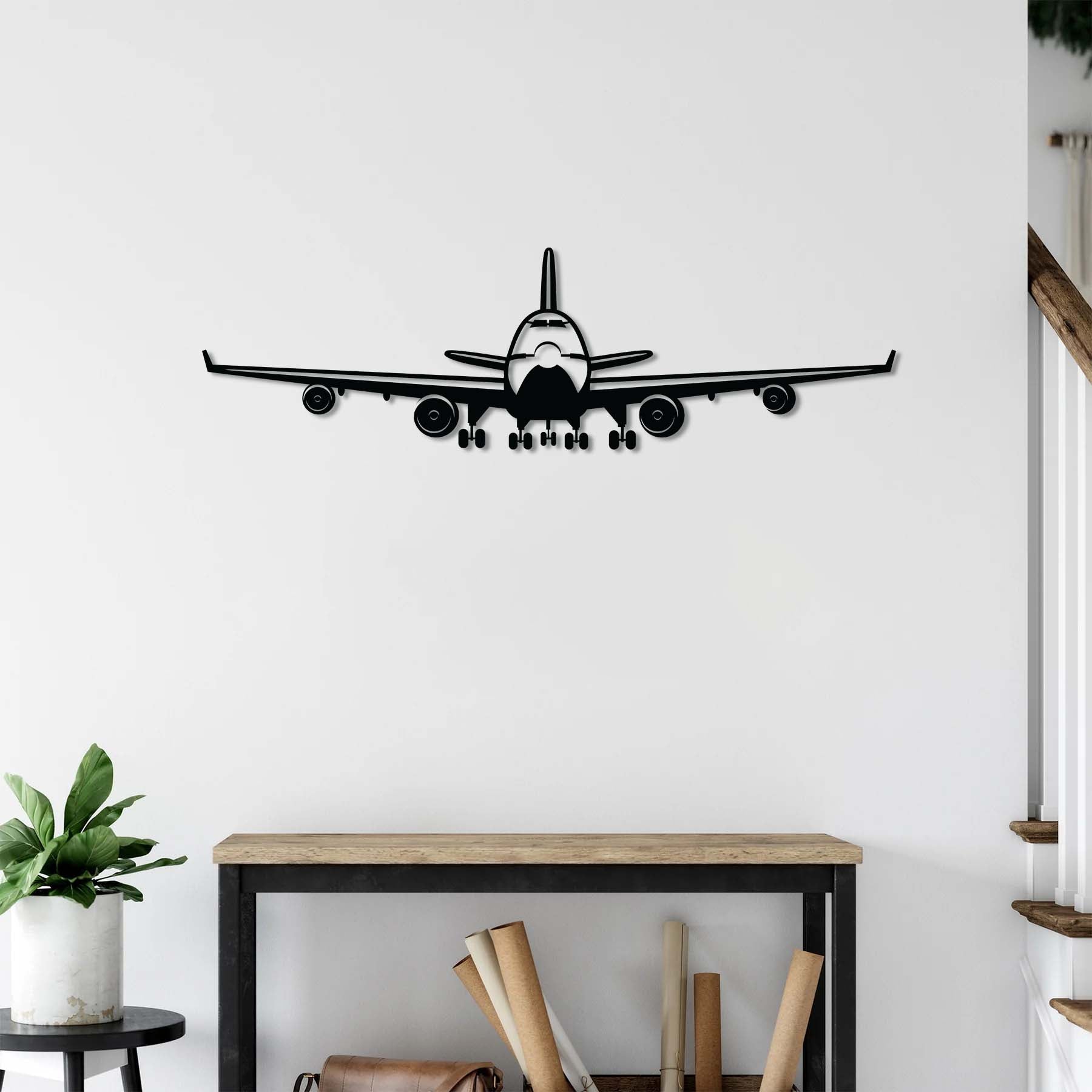 Boeing 747 airplane metal wall art for aviation-themed office decor