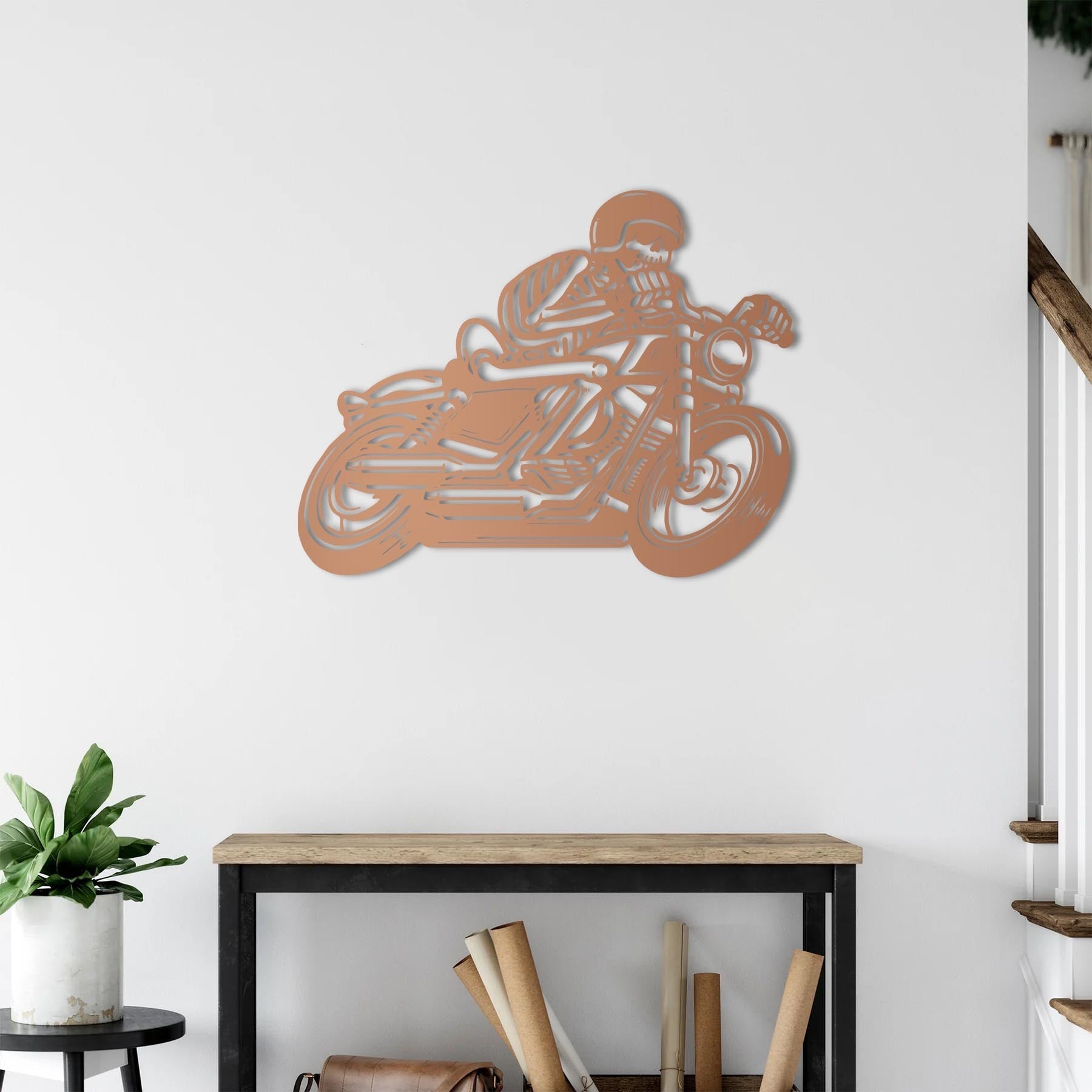 Immortal Skeleton Rider Metal Wall Art | Motorcycle Wall Sculpture