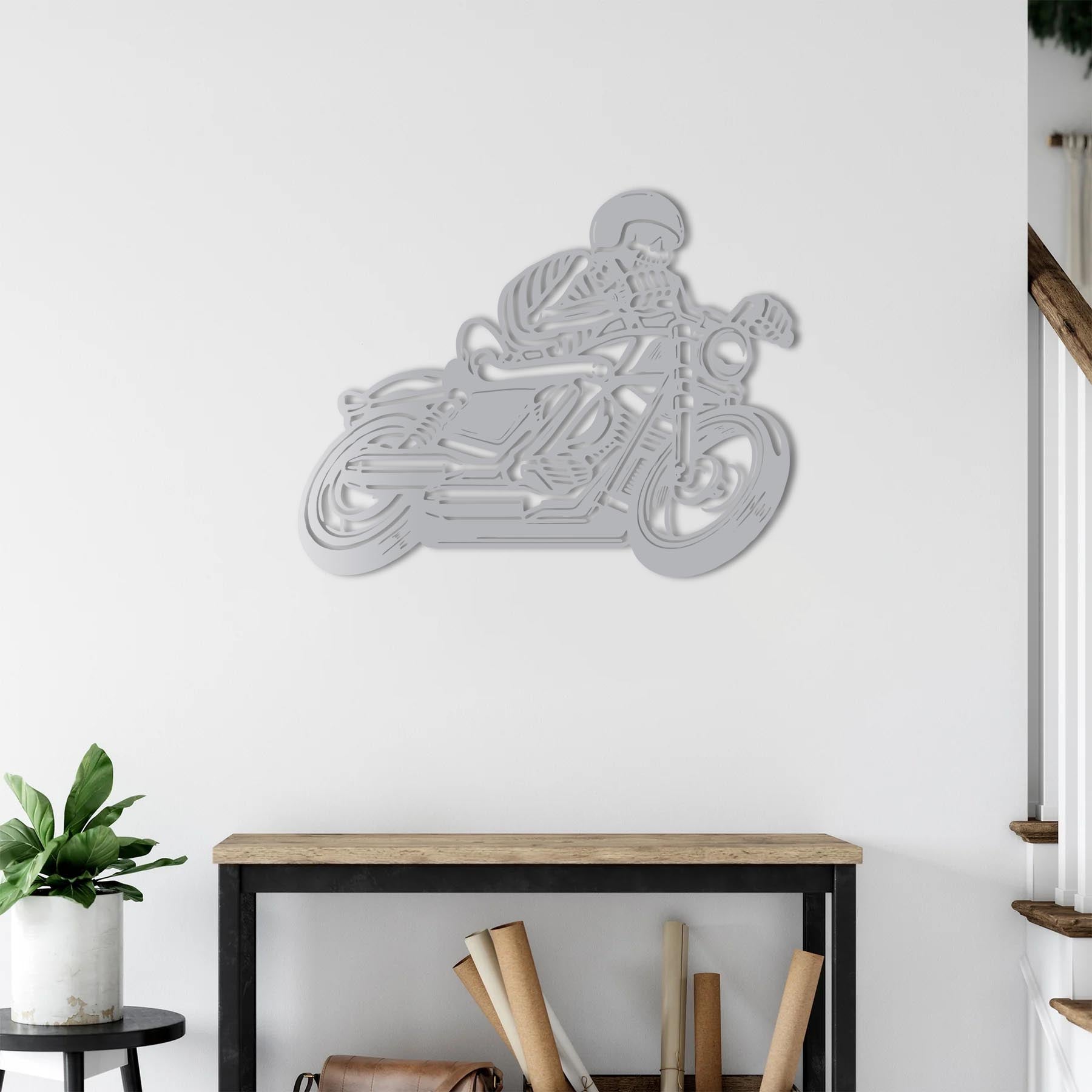 Immortal Skeleton Rider Metal Wall Art | Motorcycle Wall Sculpture
