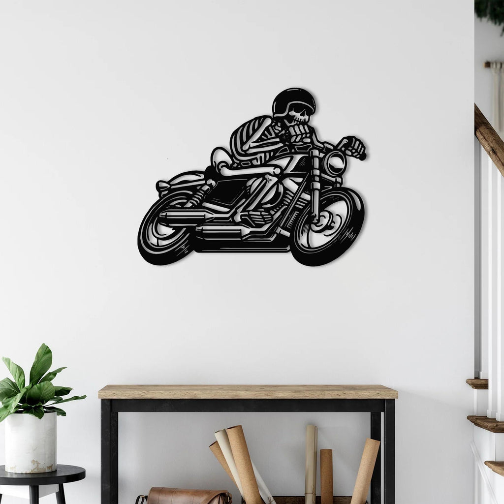 Immortal Skeleton Rider Metal Wall Art | Motorcycle Wall Sculpture