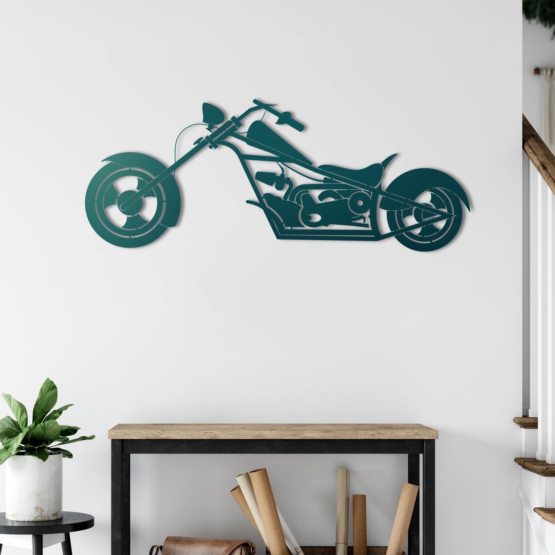 Detailed decorative biker wall sculpture for motorcycle enthusiasts
