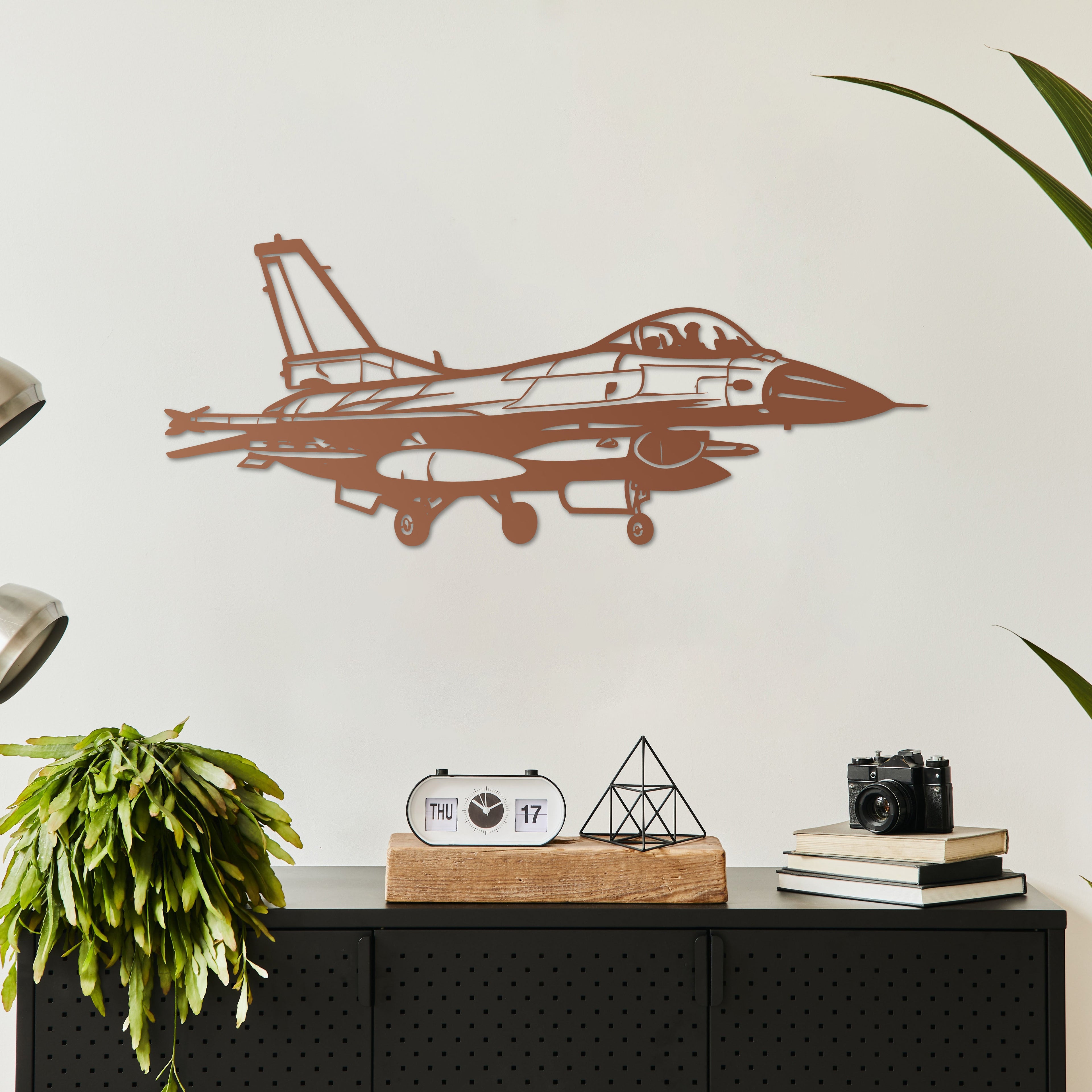 F-16 Fighting Falcon Metal Wall Art | Aviation Jet Sculpture Decor