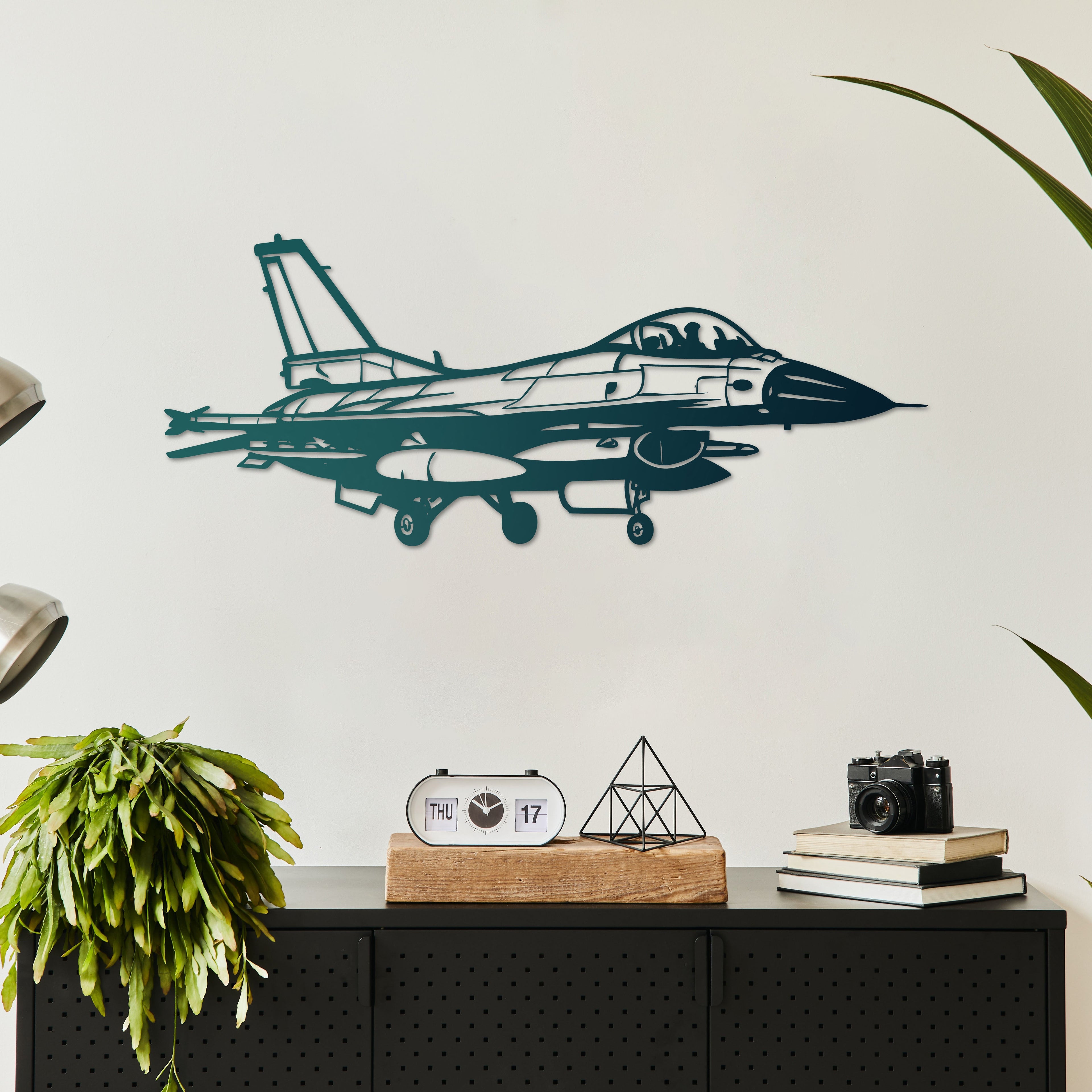 F-16 Fighting Falcon Metal Wall Art | Aviation Jet Sculpture Decor