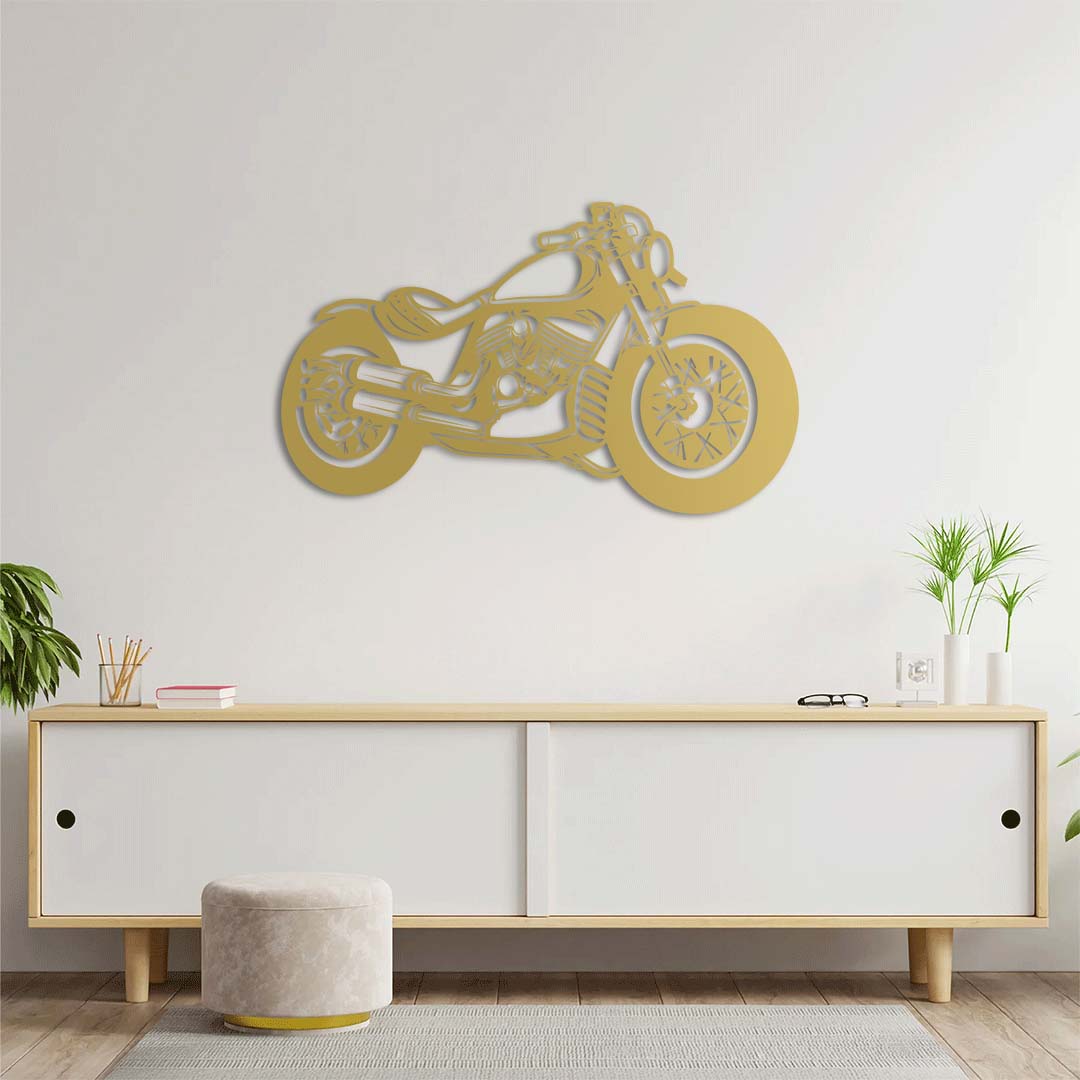 Handcrafted decorative chopper motorcycle sculpture for garages