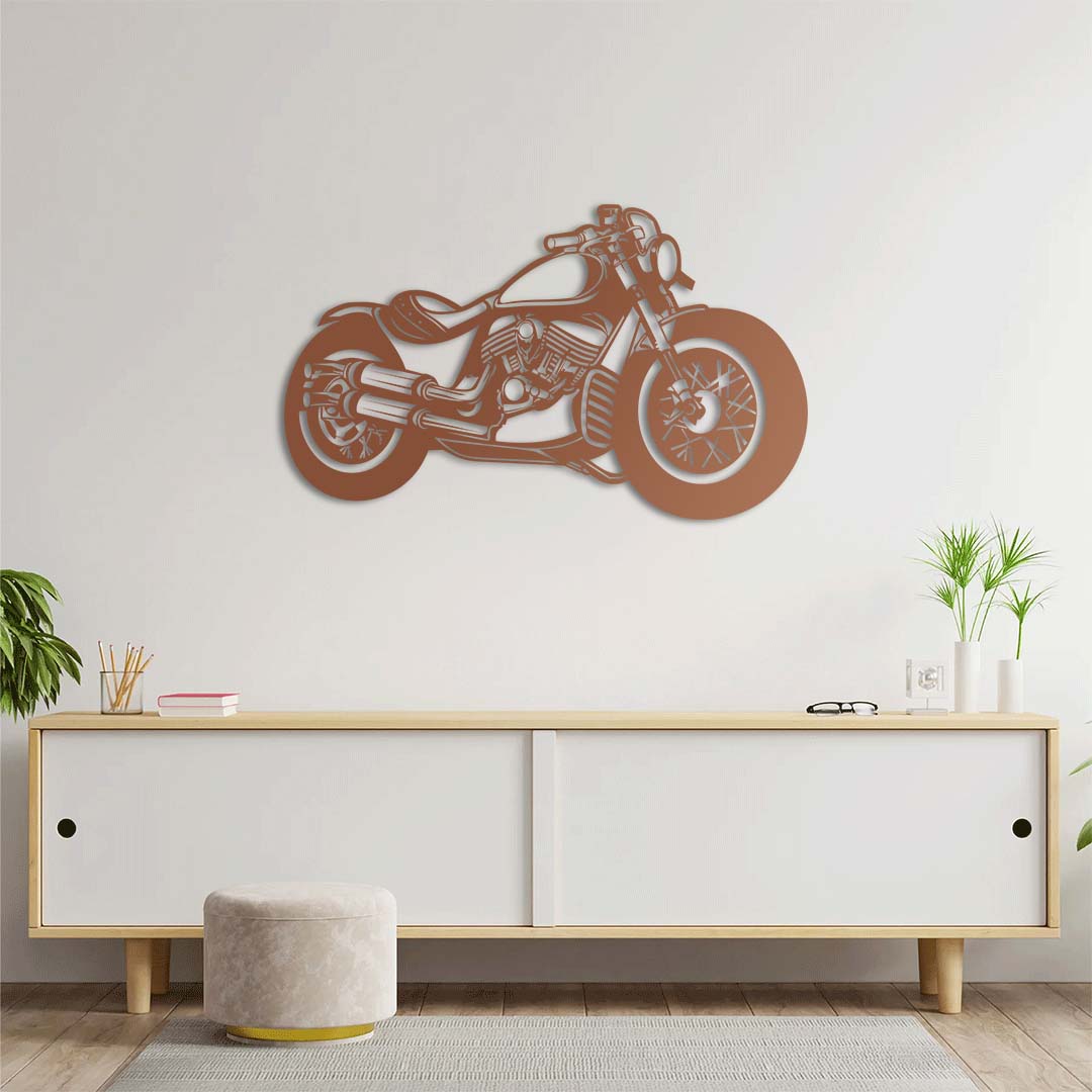 Unique motorcycle silhouette metal sculpture for man caves