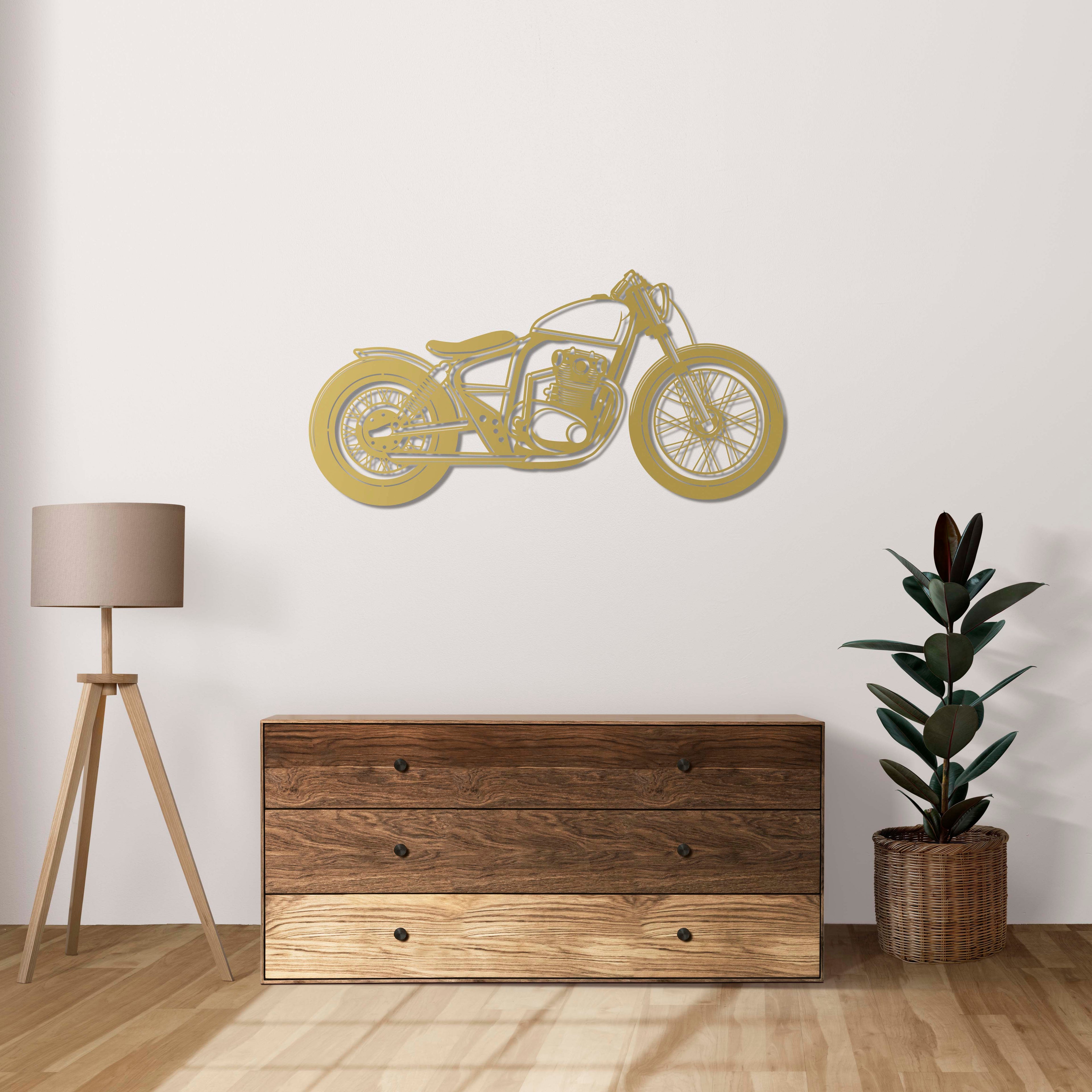 Classic Bobber Motorcycle Metal Wall Art | Vintage Bike Wall Sculpture