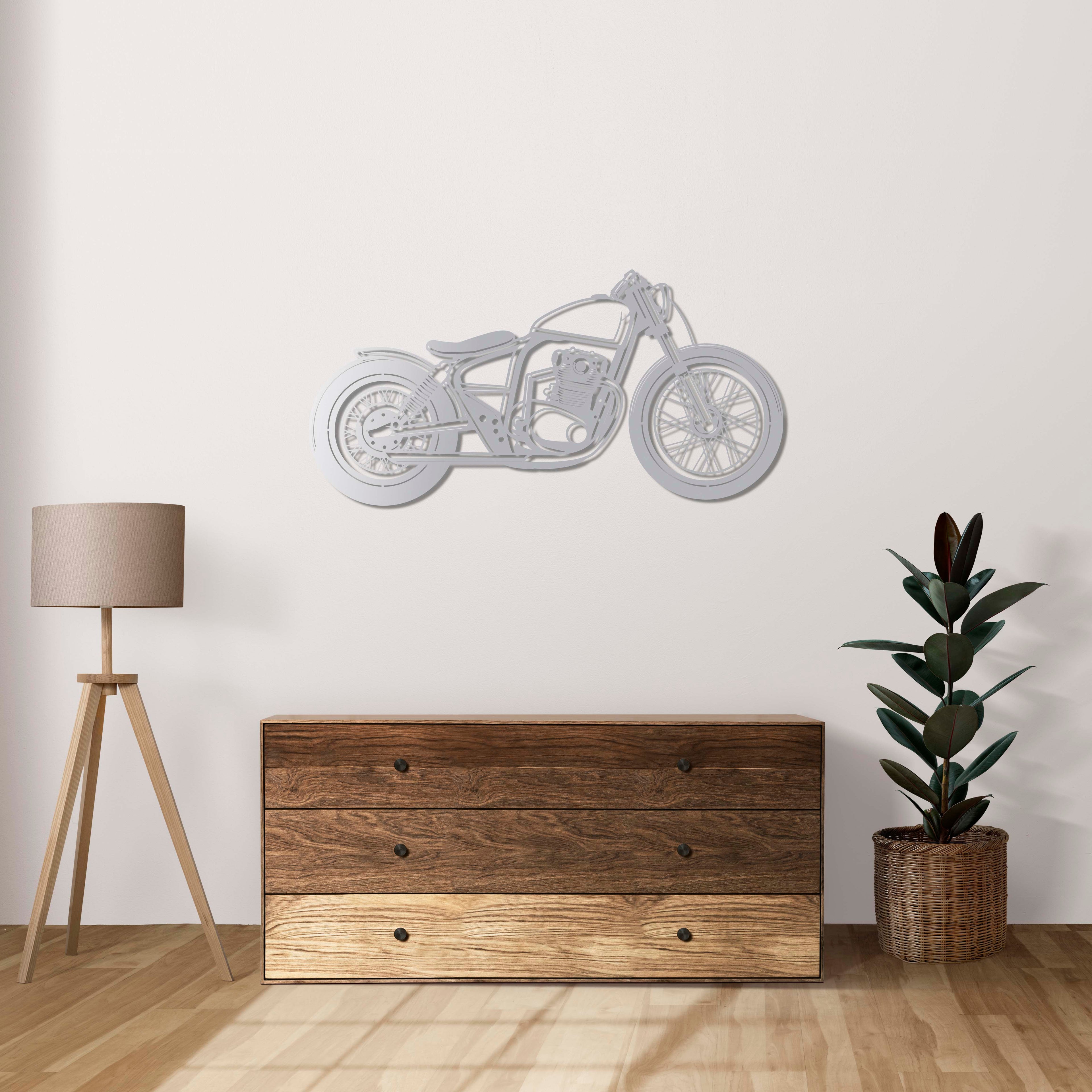 Classic Bobber Motorcycle Metal Wall Art | Vintage Bike Wall Sculpture