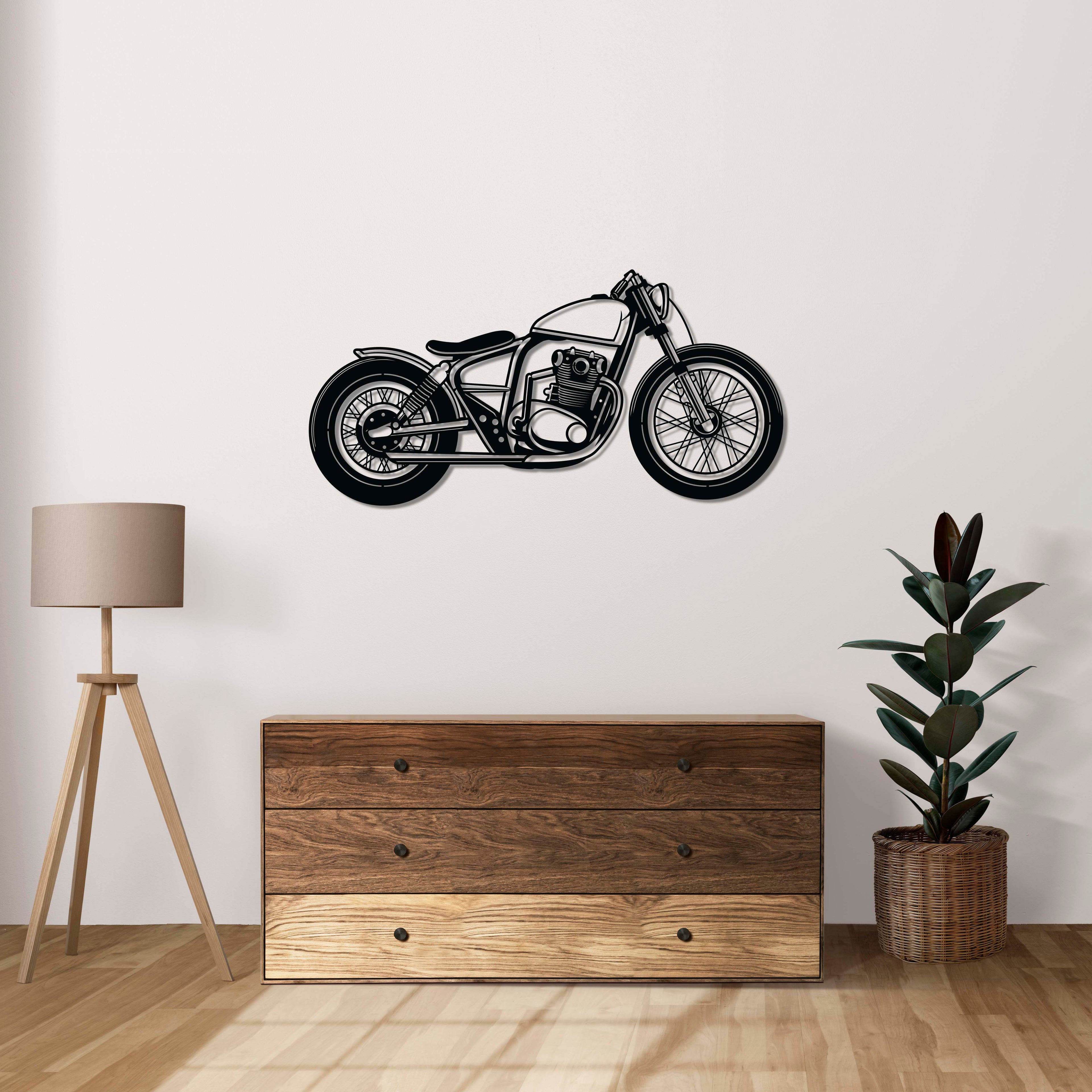 Classic Bobber Motorcycle Metal Wall Art | Vintage Bike Wall Sculpture