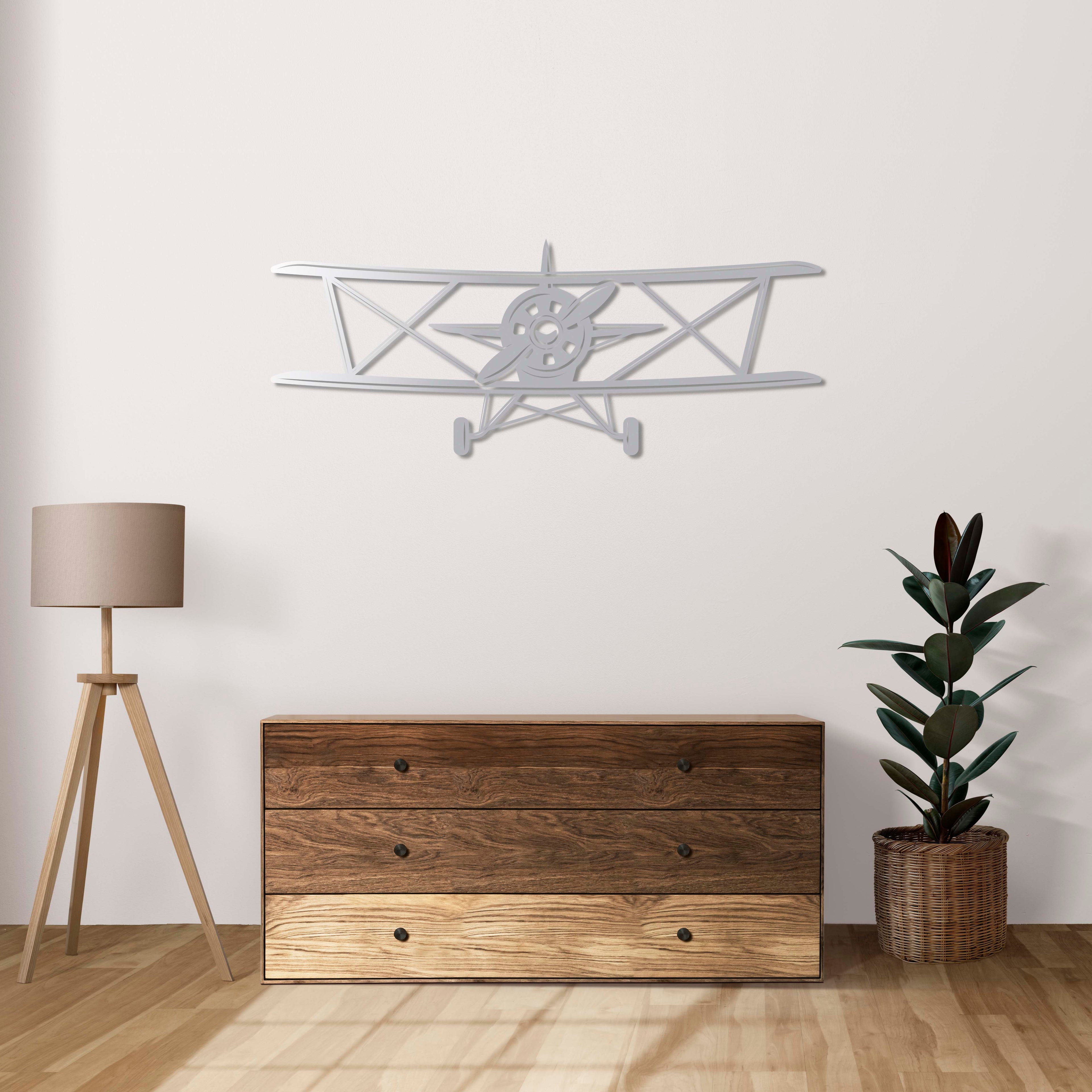 Propeller Airplane Metal Wall Art | Vintage Aviation Wall Sculpture