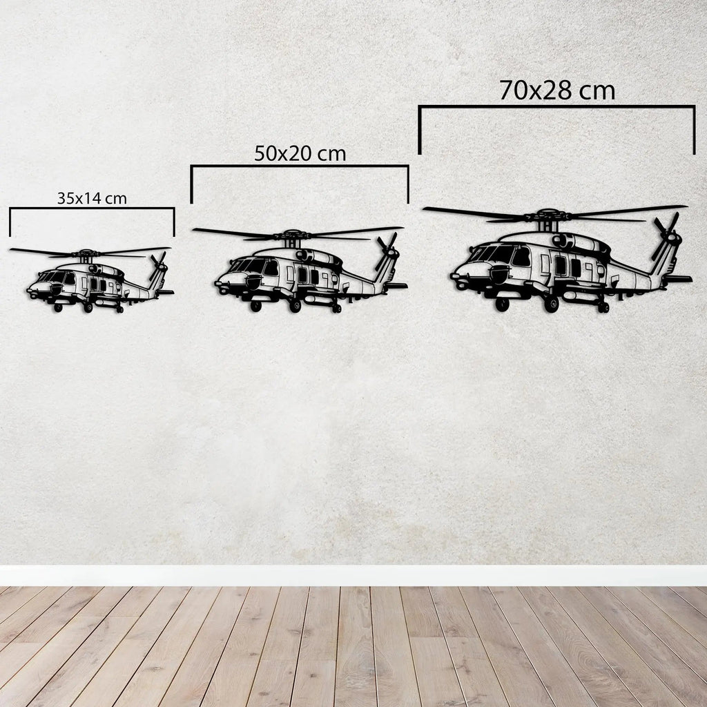 SH-70B SeaHawk Helikopter Metal Duvar Dekoru Laser Artique