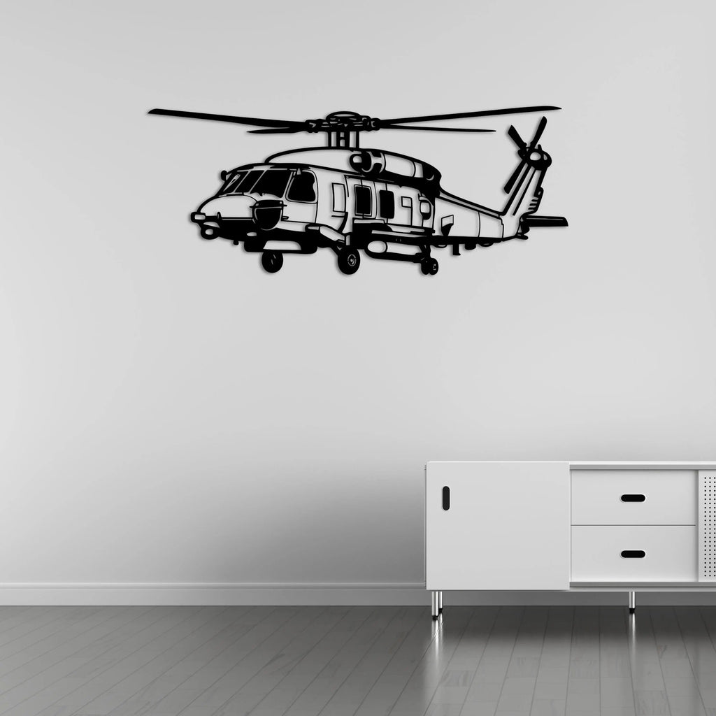 SH-70B SeaHawk Helikopter Metal Duvar Dekoru Laser Artique