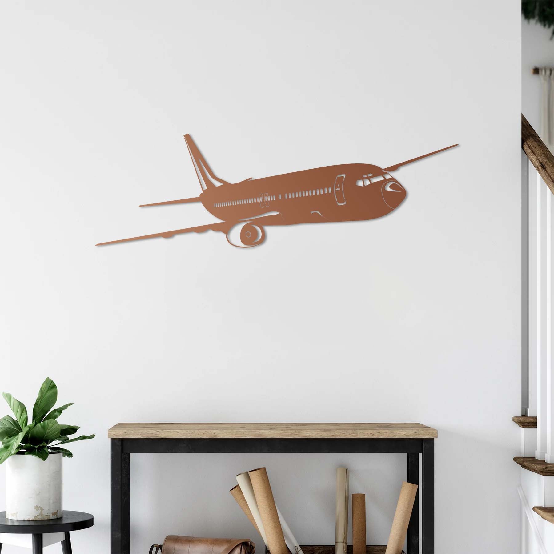 Decorative metal sculpture featuring iconic Boeing 747 aircraft