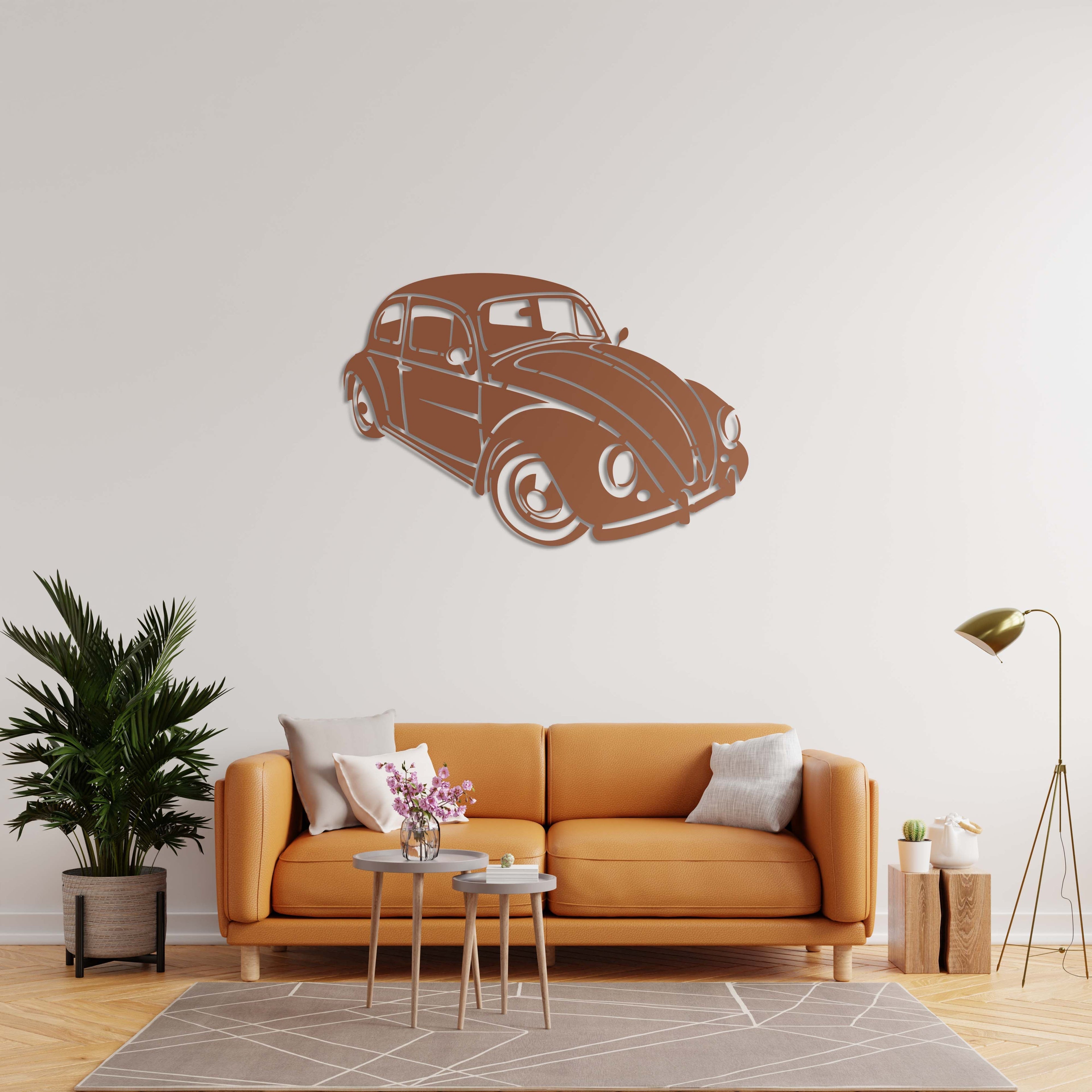 Classic Volkswagen Beetle Metal Wall Art | Retro Car Wall Sculpture