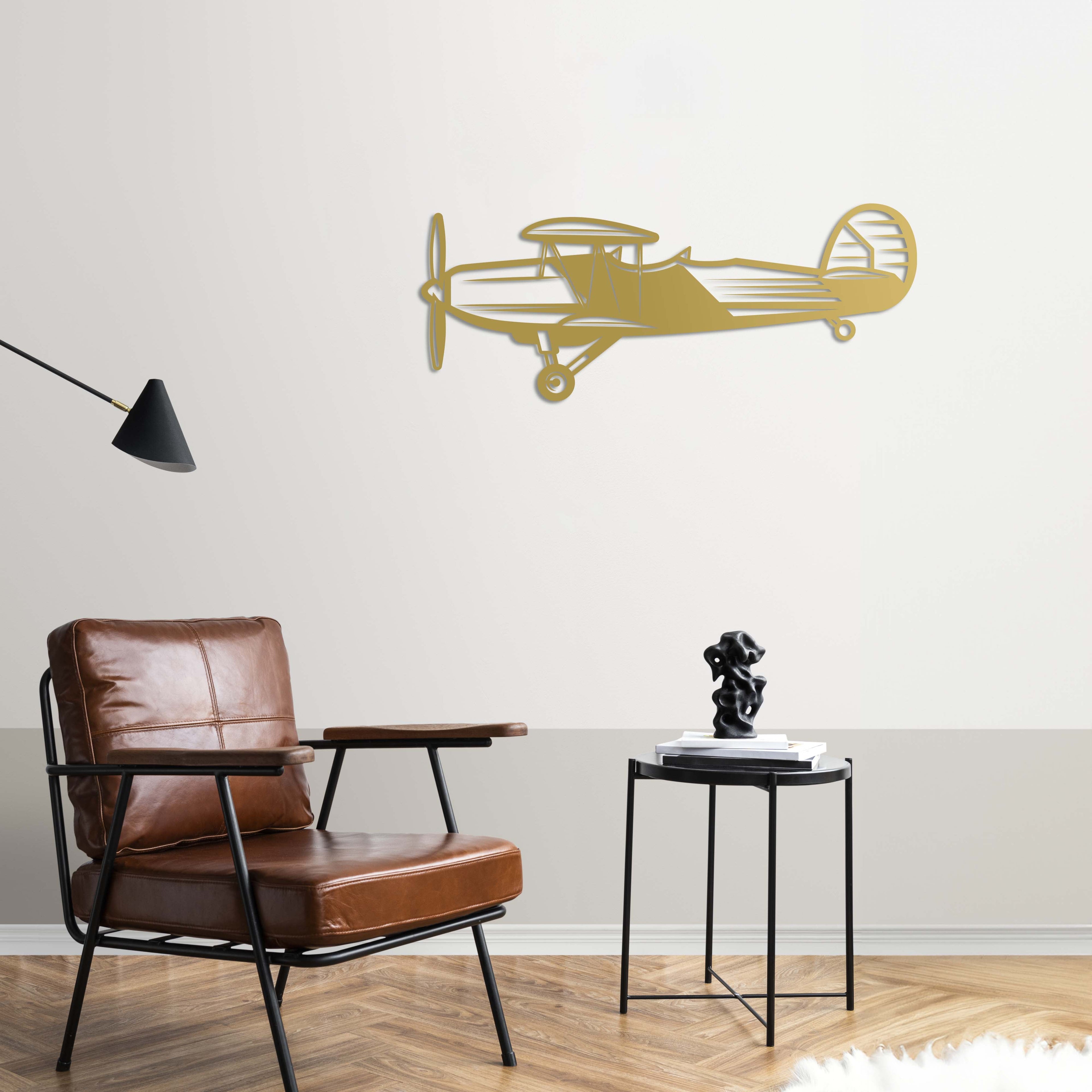 Retro Propeller Airplane Metal Wall Art | Vintage Aviation Sculpture