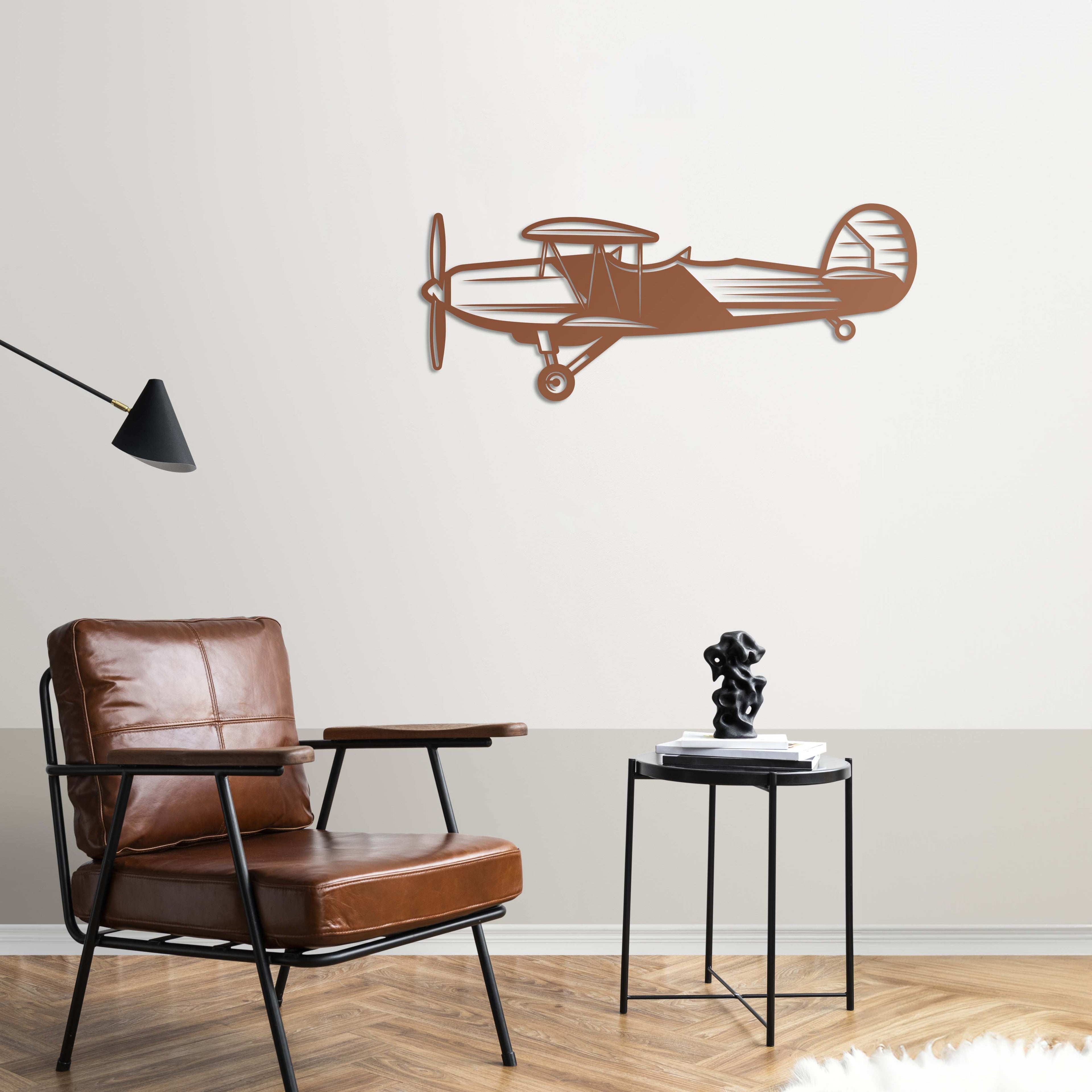 Retro Propeller Airplane Metal Wall Art | Vintage Aviation Sculpture