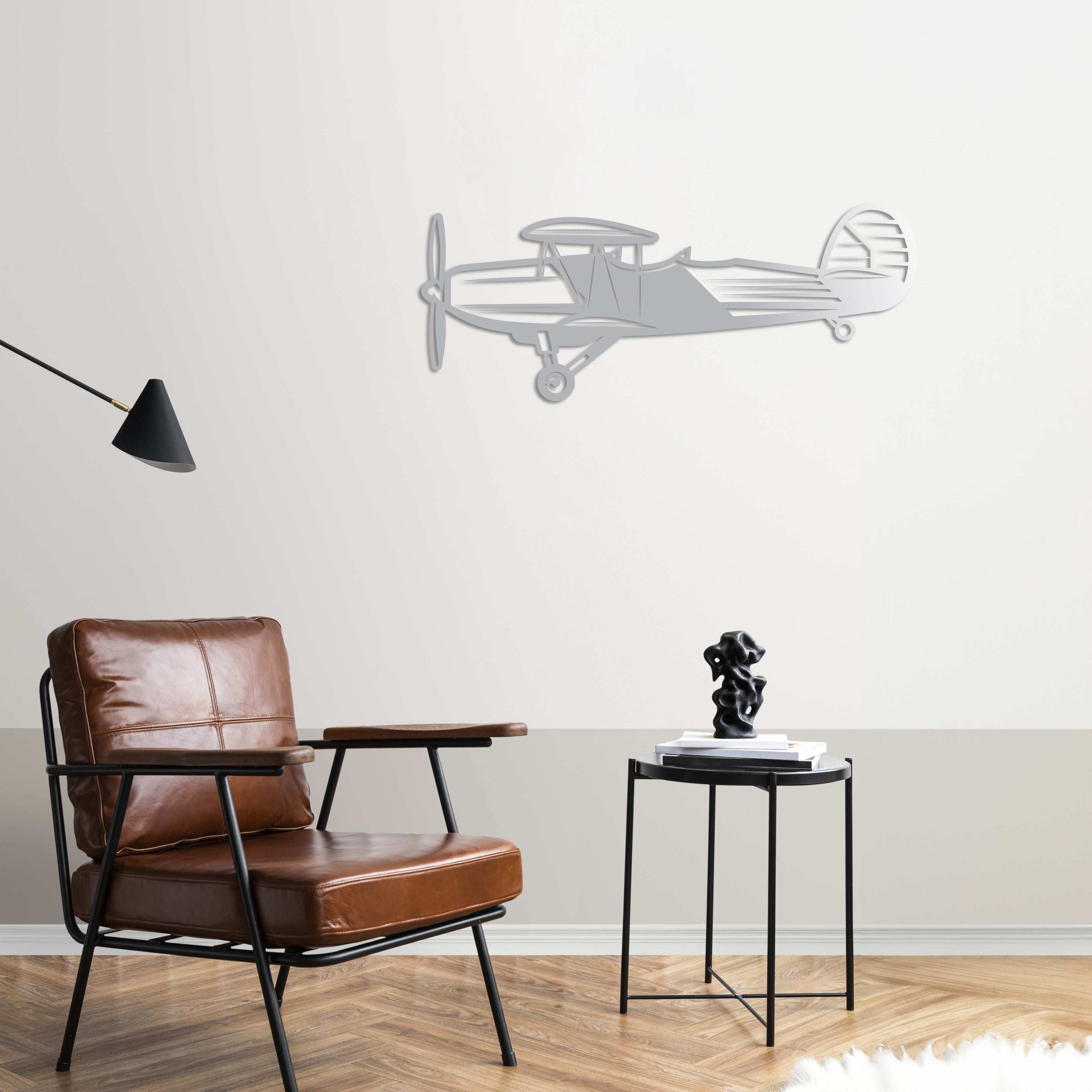 Retro Propeller Airplane Metal Wall Art | Vintage Aviation Sculpture