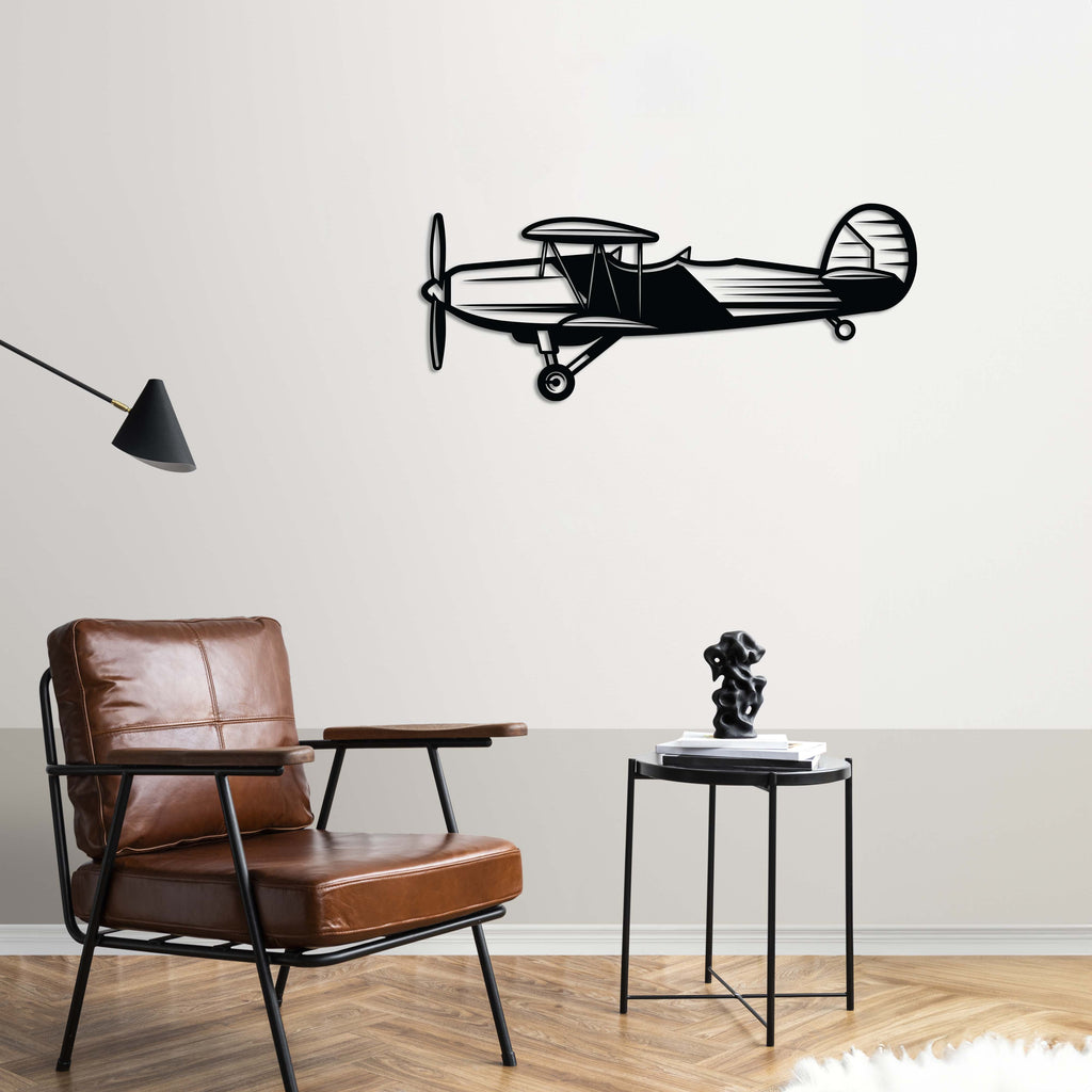 Retro Propeller Airplane Metal Wall Art | Vintage Aviation Sculpture