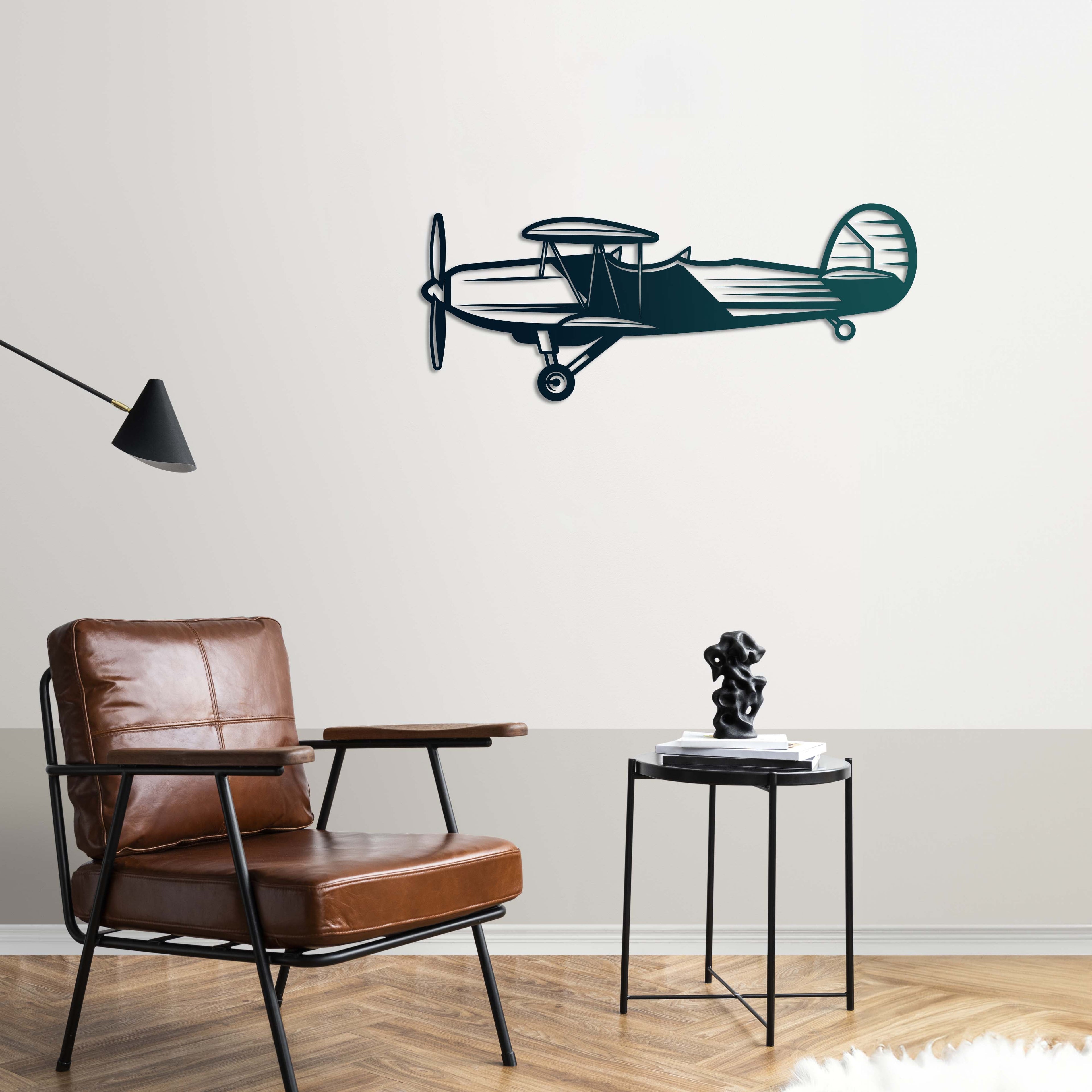 Retro Propeller Airplane Metal Wall Art | Vintage Aviation Sculpture