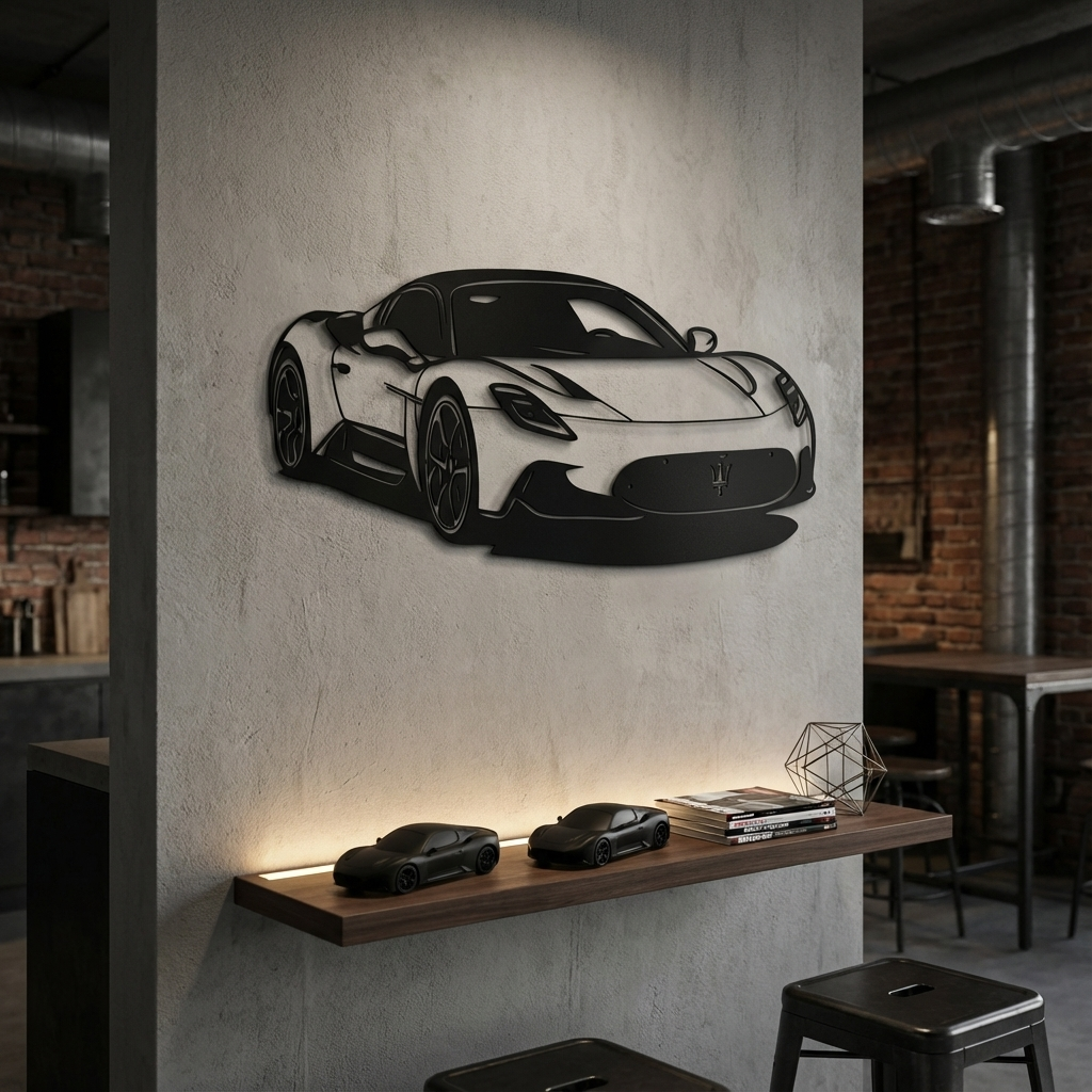 Maserati MC20 Metal Wall Art | Supercar Decorative Wall Sculpture