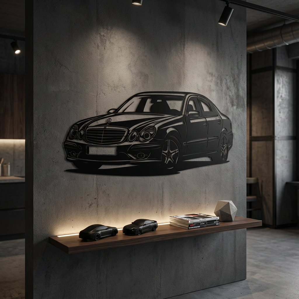 Mercedes-Benz W211 E-Class Metal Wall Art | Classic Car Sculpture