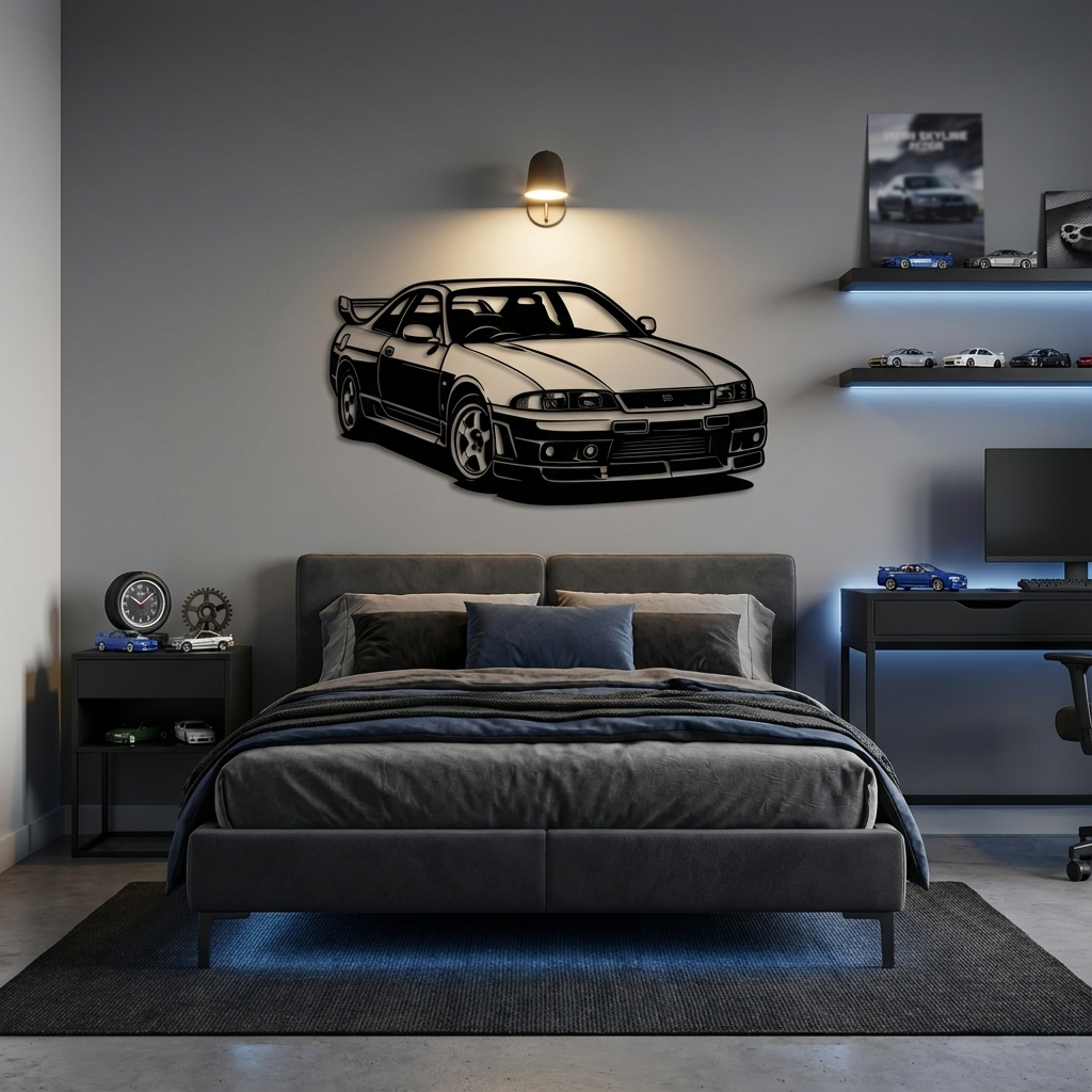 Nissan Skyline R33 Metal Wall Art | JDM Sports Car Decorative Sculpture