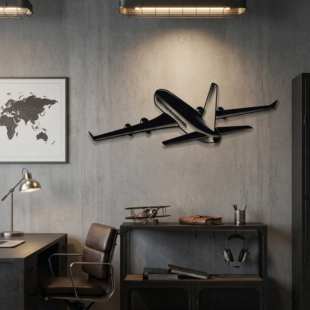 Passenger Airplane Metal Wall Art | Aviation Decorative Wall Sculpture