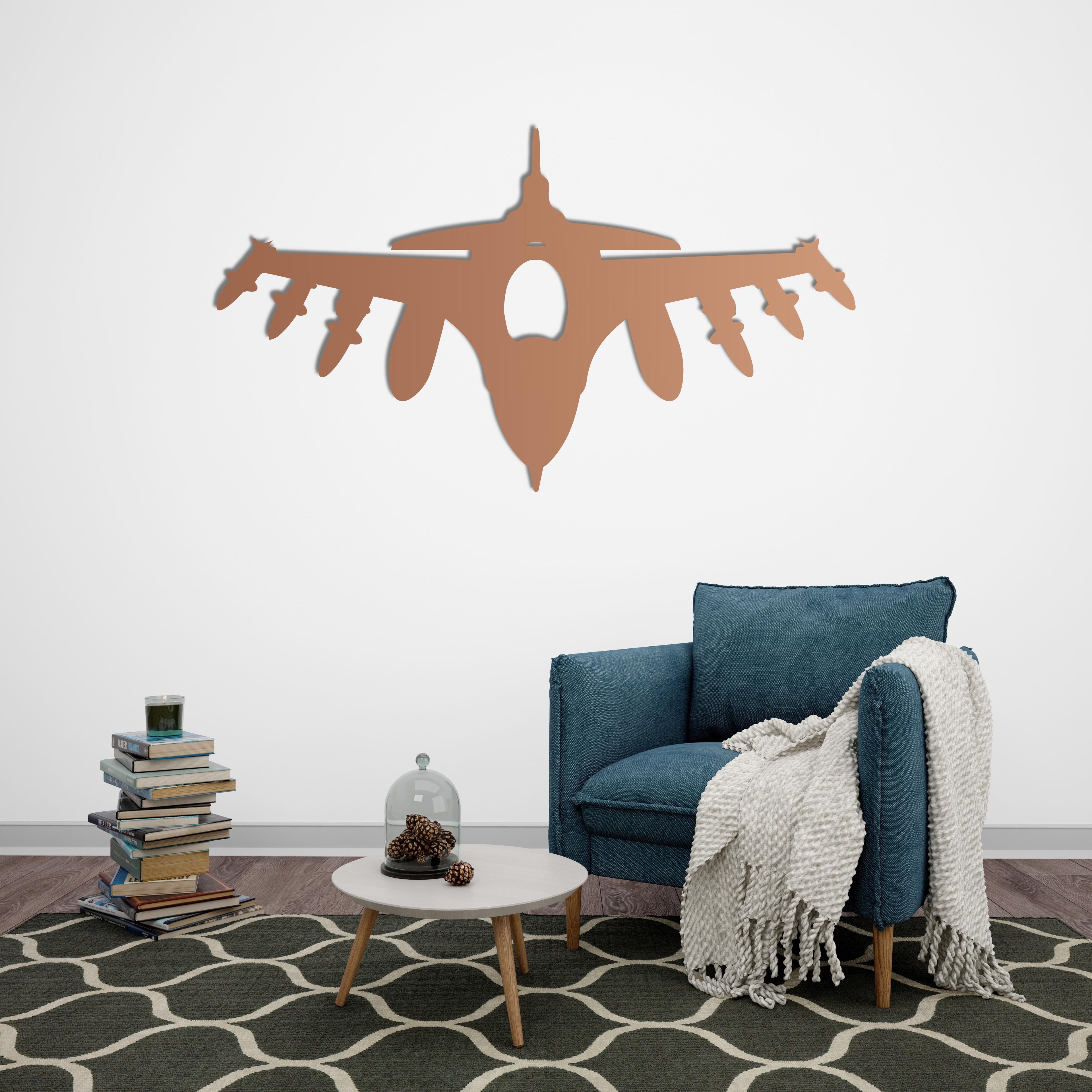 Fighter Jet Metal Wall Art | Military Aircraft Decorative Sculpture