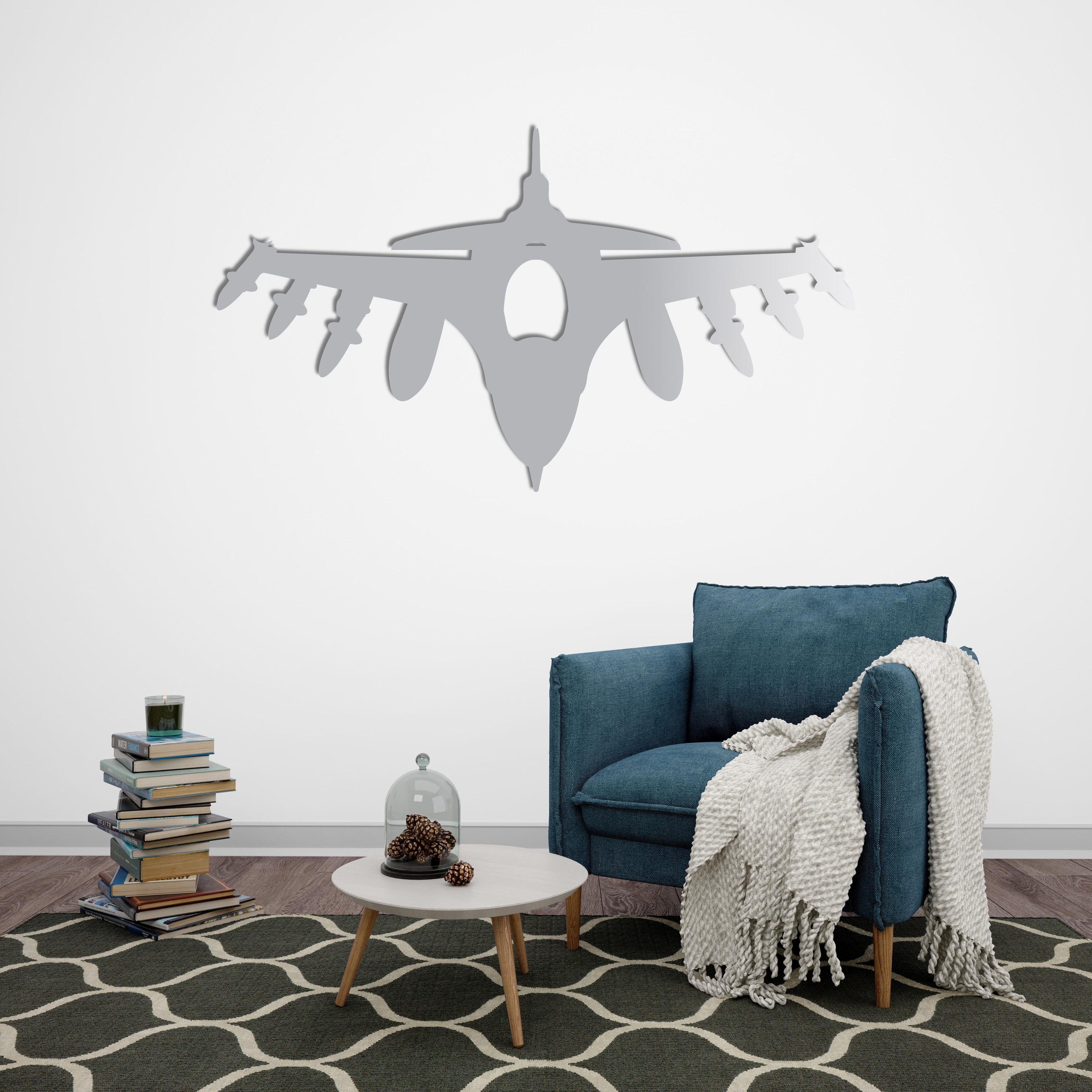 Fighter Jet Metal Wall Art | Military Aircraft Decorative Sculpture