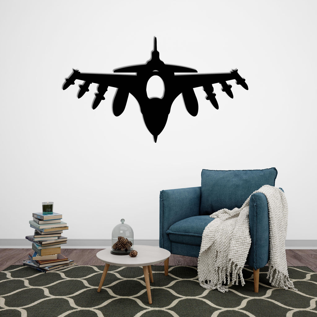 Fighter Jet Metal Wall Art | Military Aircraft Decorative Sculpture