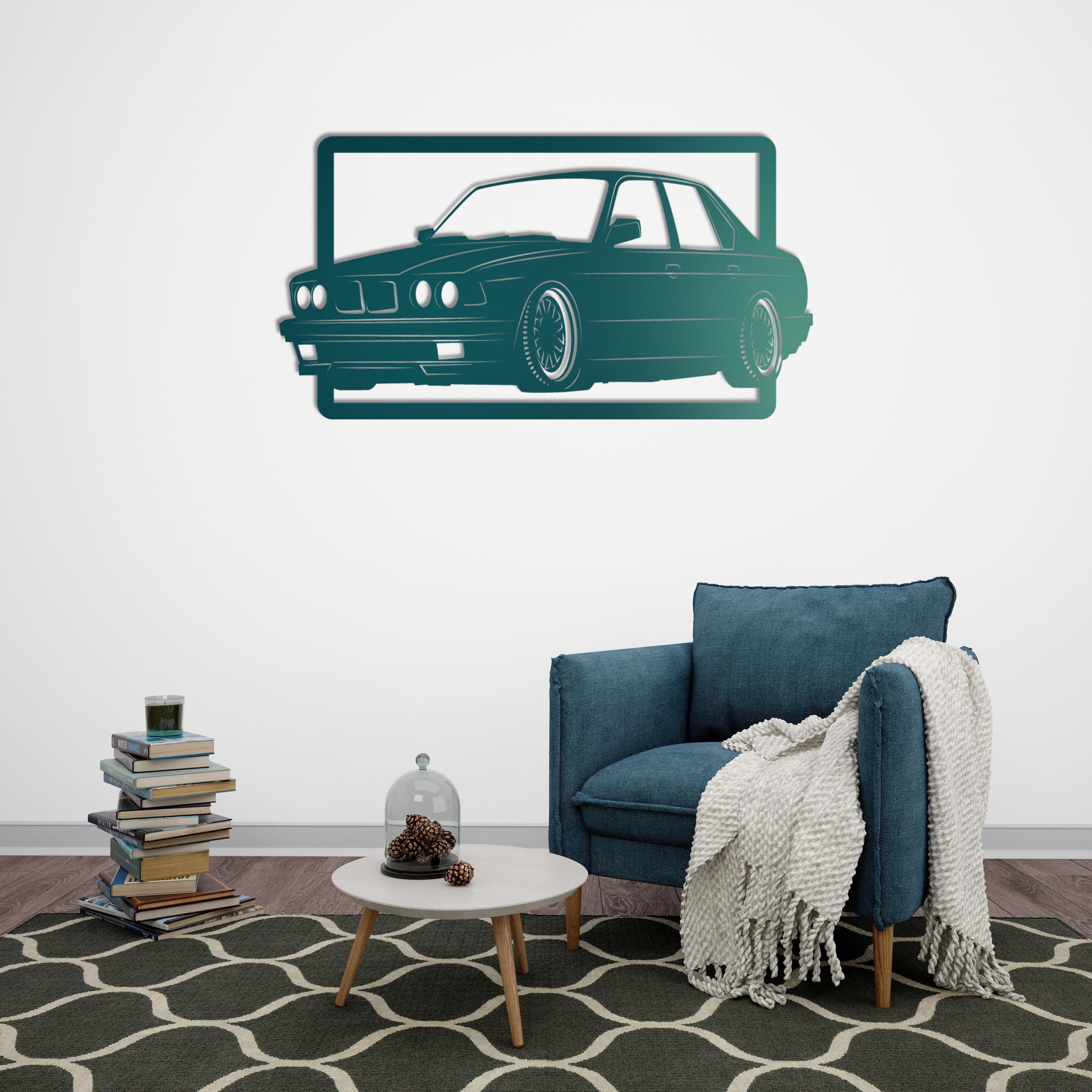Classic BMW E30 Car Metal Wall Art | Vintage Automobile Sculpture