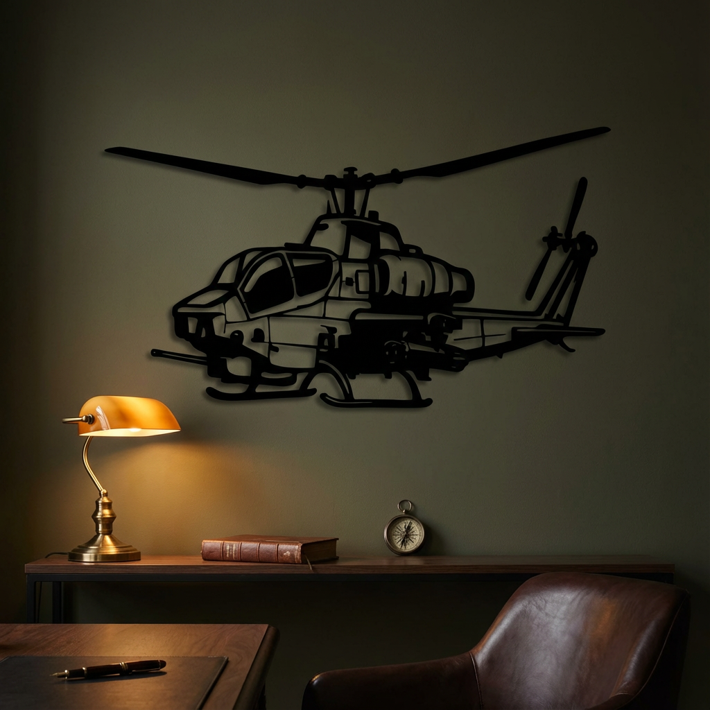 AH-1W Super Cobra Helicopter Metal Wall Art | Military Decorative Decor