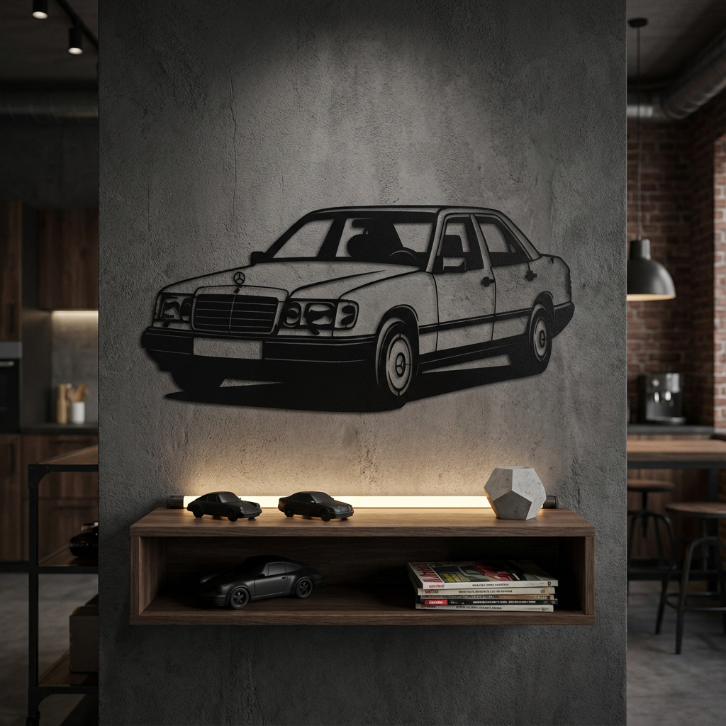Mercedes-Benz 300E W124 Metal Wall Art | Classic Car Decorative Sculpture